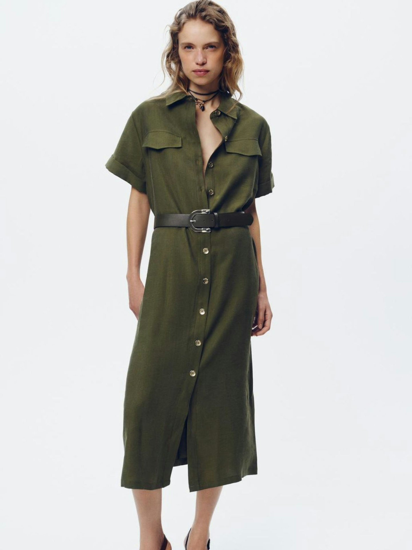 Zara Midi Dress With Belt