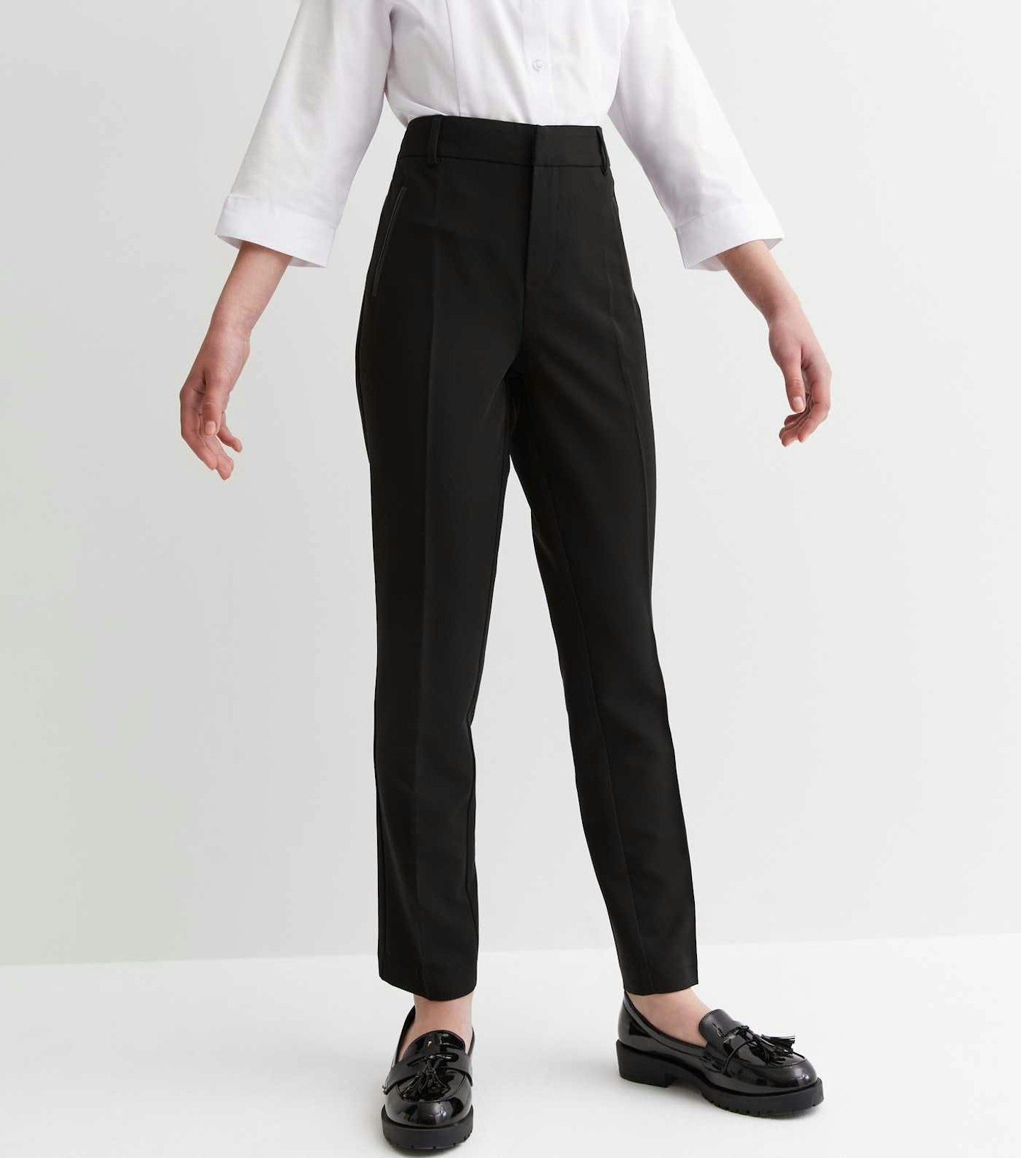 New Look Girls Black Slim Fit Adjustable Waist School Trousers