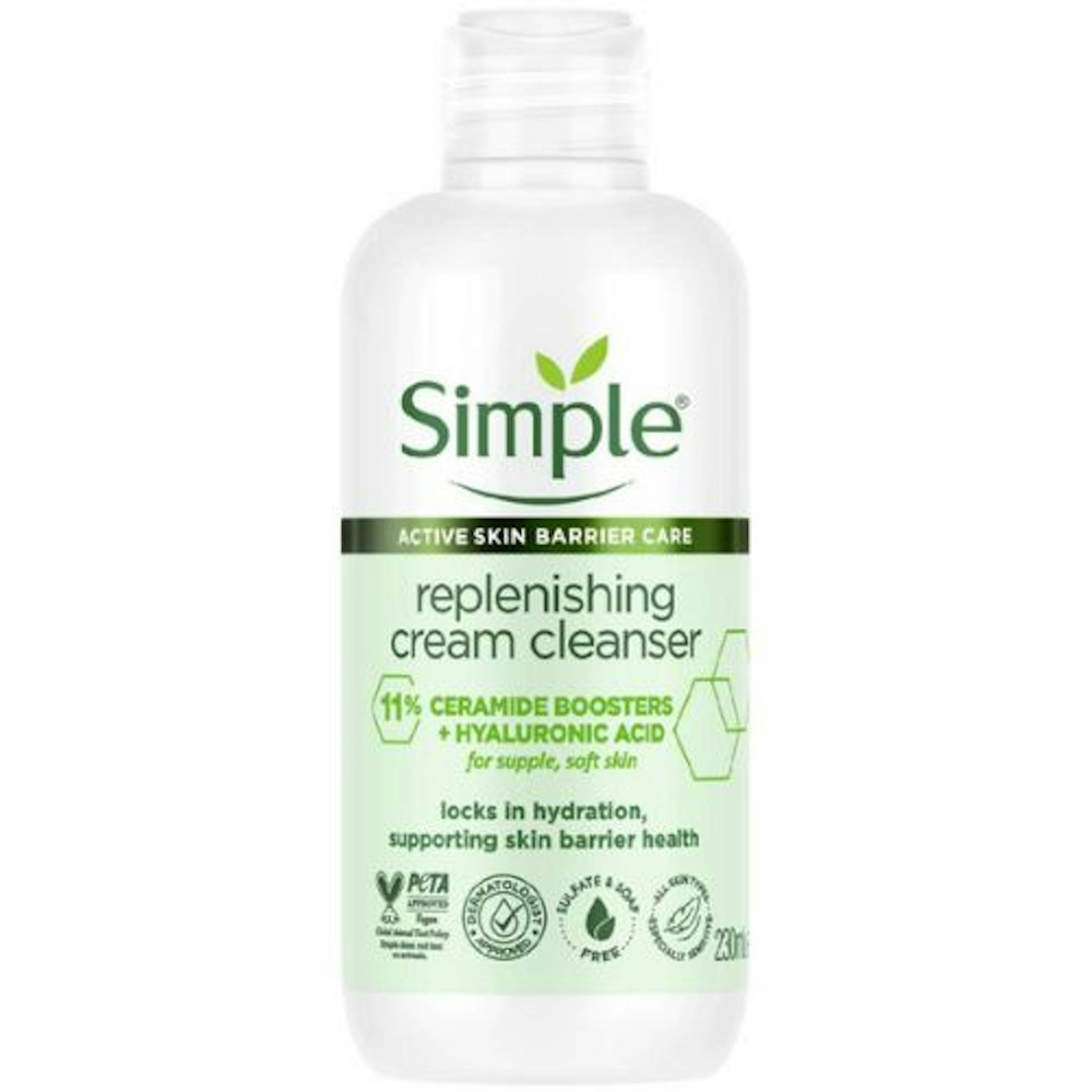 Simple Replenishing Cream Cleanser with 11% Ceramide Boosters & Hyaluronic Acid 