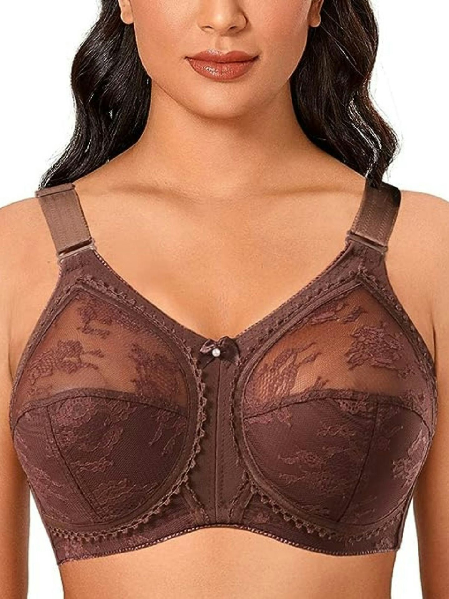 Ayigedu Plus Size Non-Wired Lace Bra Non Padded Full Coverage Minimizer  Cups for Firm Support, beige : : Fashion