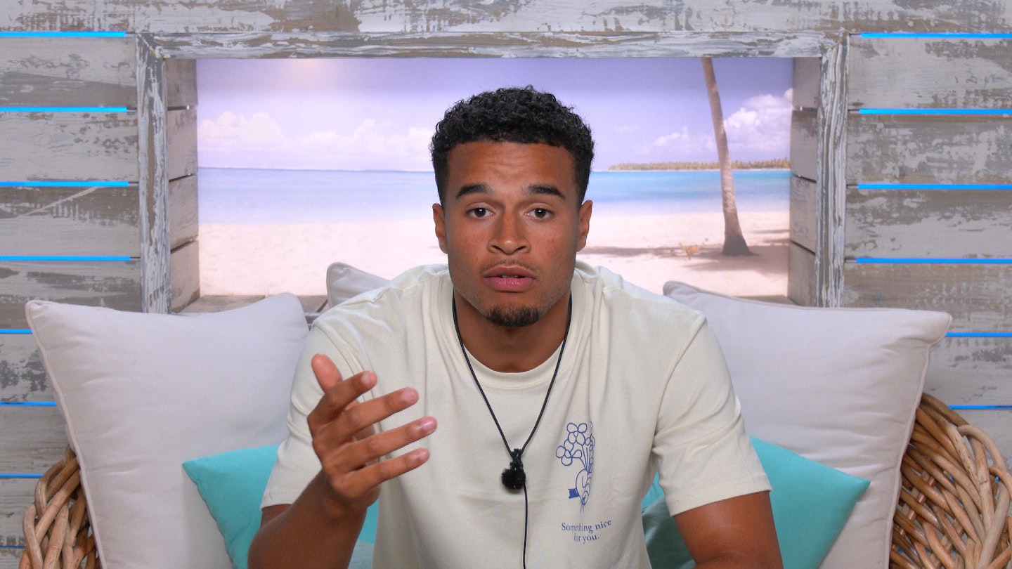 Toby Aromolaran in the Love Island Beach Hut