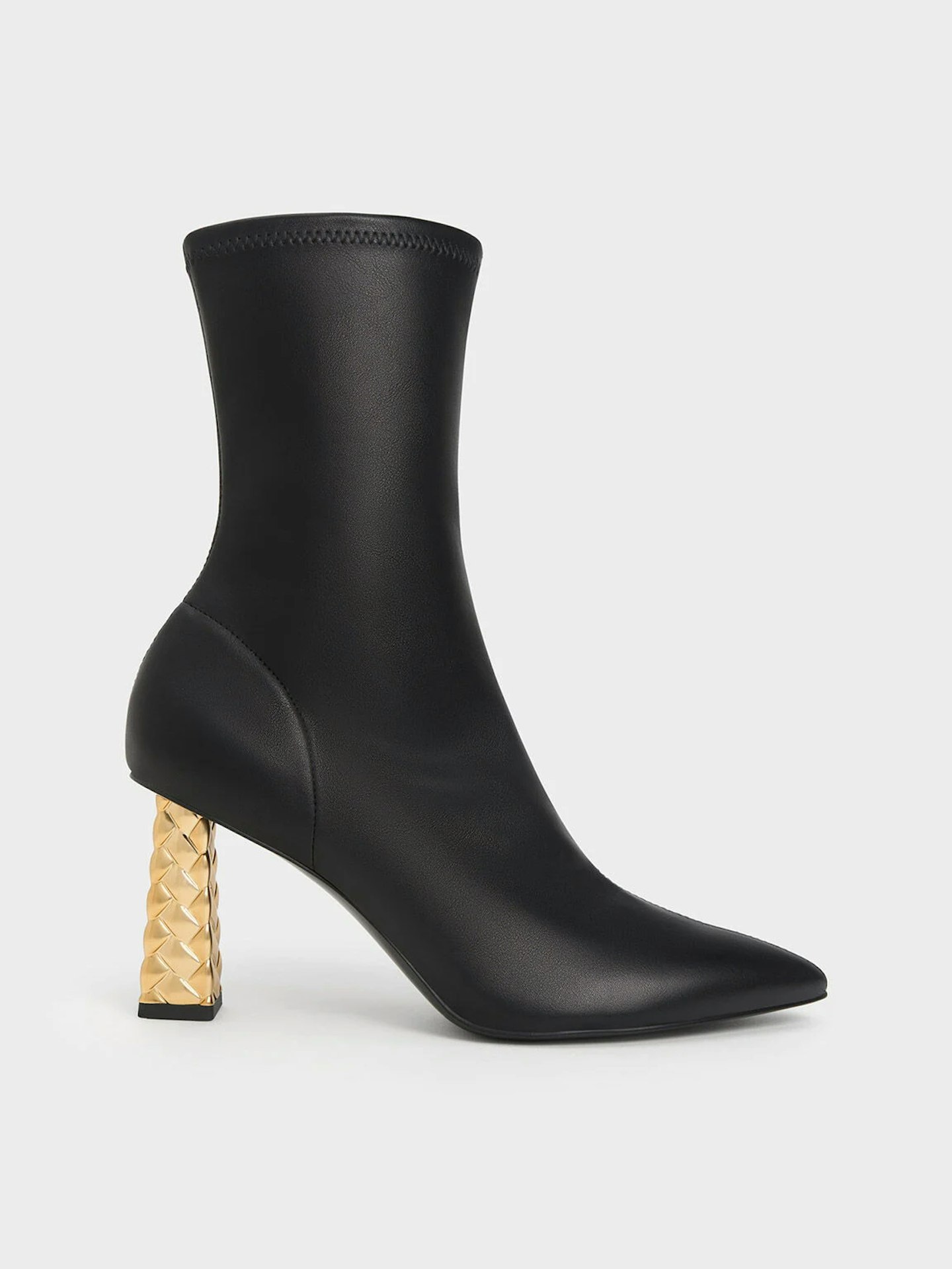 Charles & Keith Pointed-Toe Quilted Heel Ankle Boots