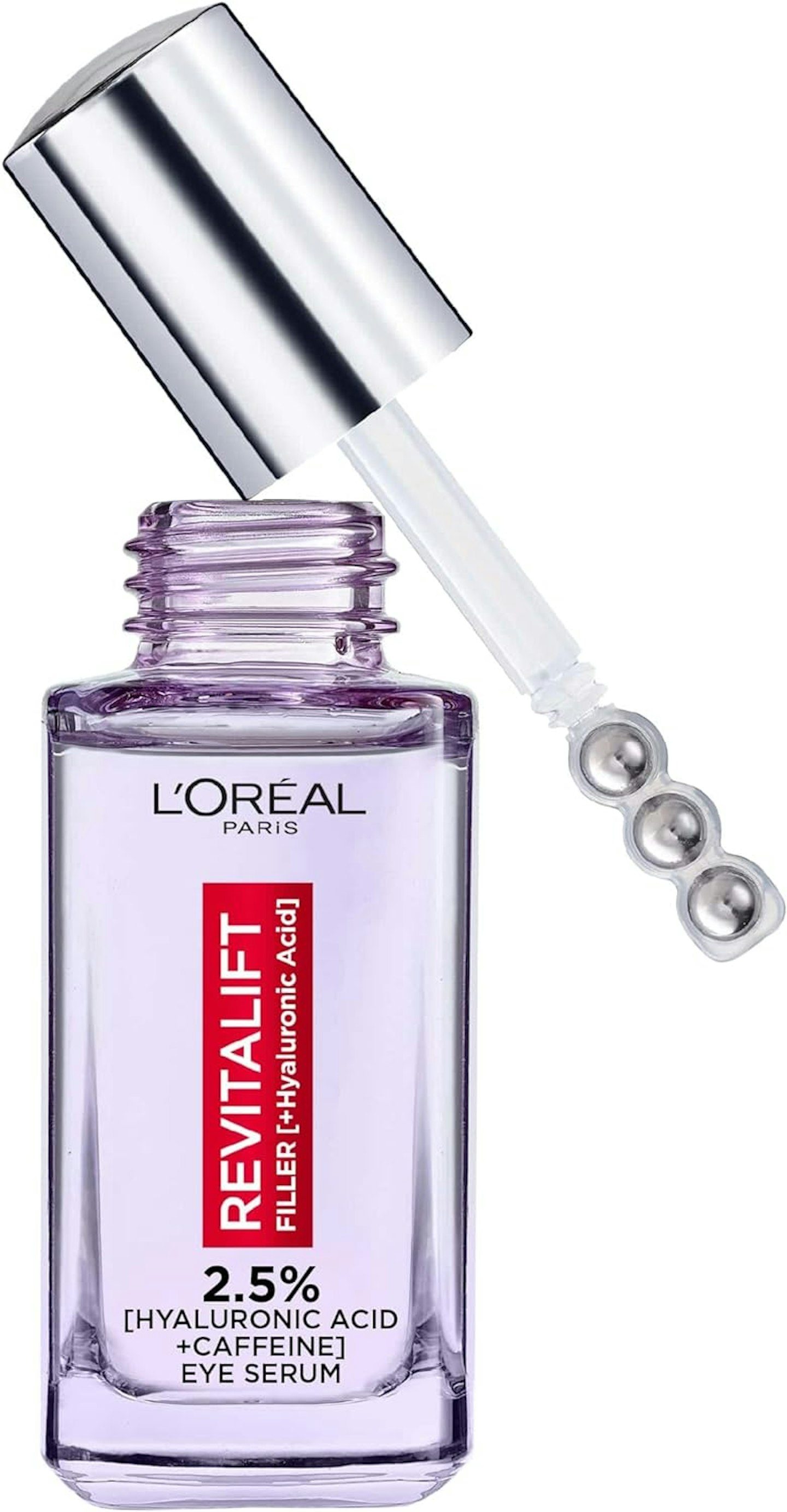 L'Oréal Paris 2.5% Hyaluronic Acid and Caffeine Eye Serum bottle