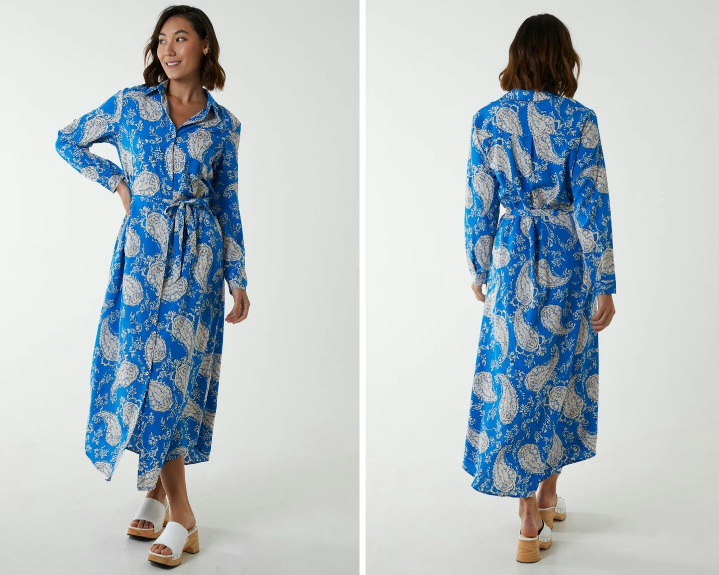 Blue Vanilla Paisley Belted Dress