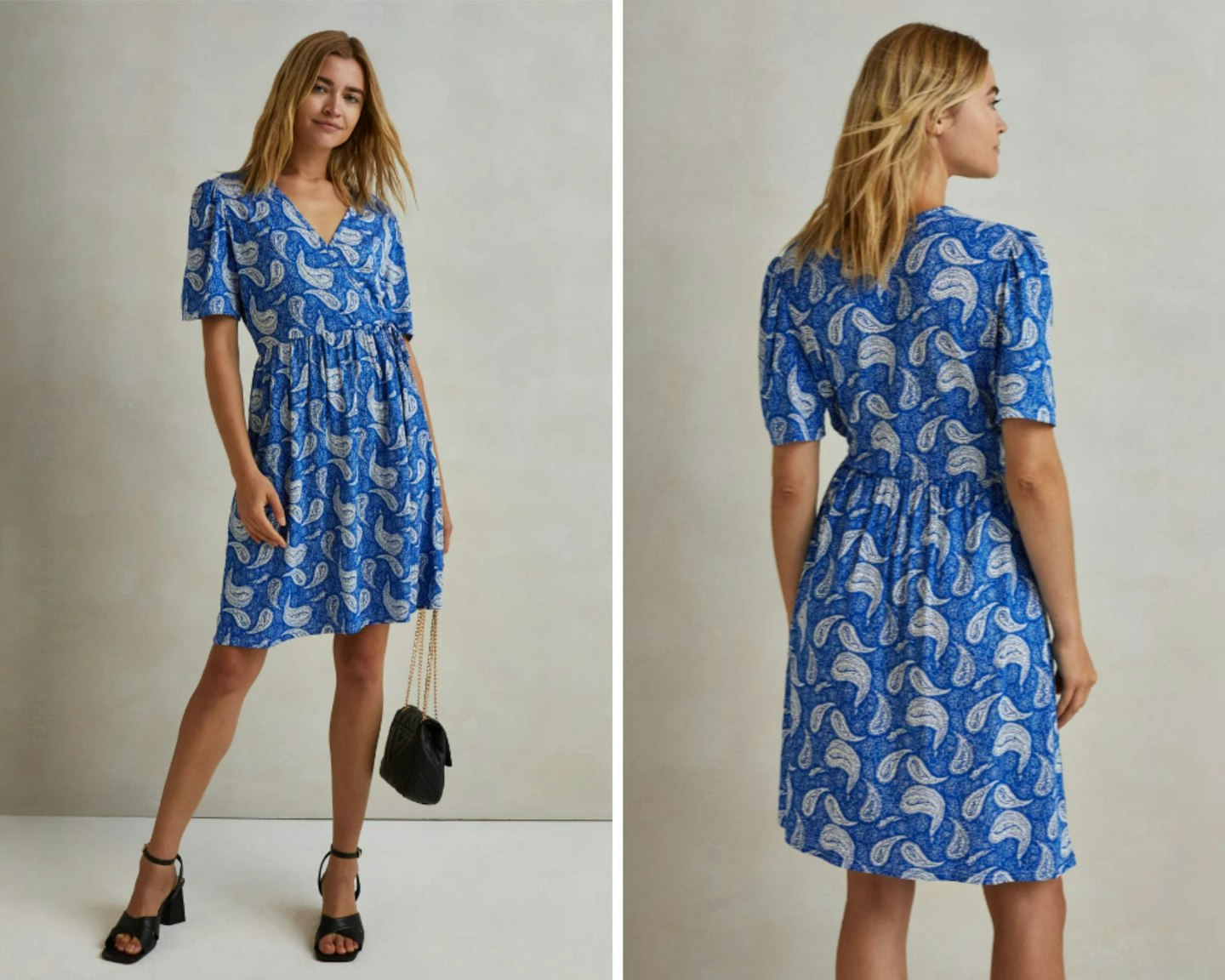 Matalan Blue Paisley Wrap Mini Dress