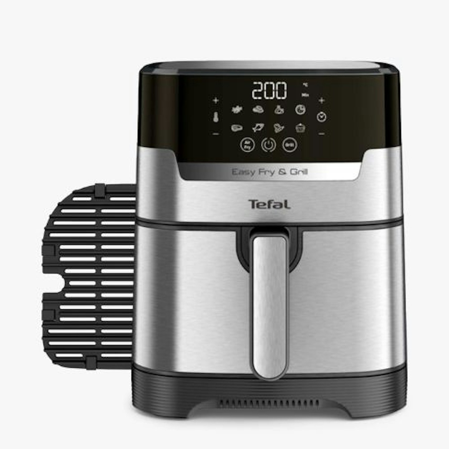 Tefal EY505D Easy Fry Precision+ 2in1 Digital Air Fryer And Grill, 4.2L, Chrome/Black