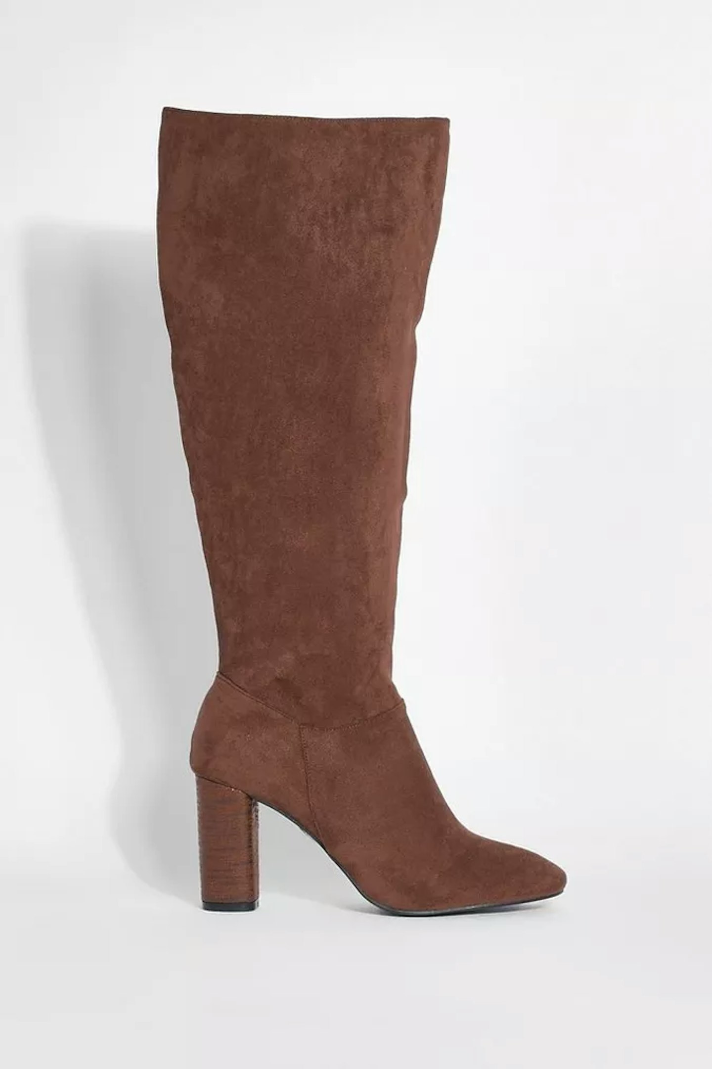 Boohoo Block Wooden Heel Knee High Boots