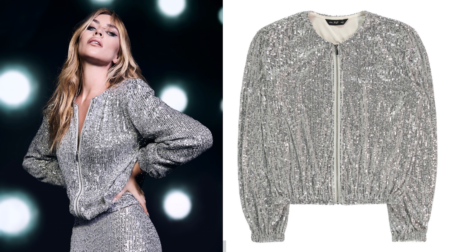 Sequin silver bomber jacket