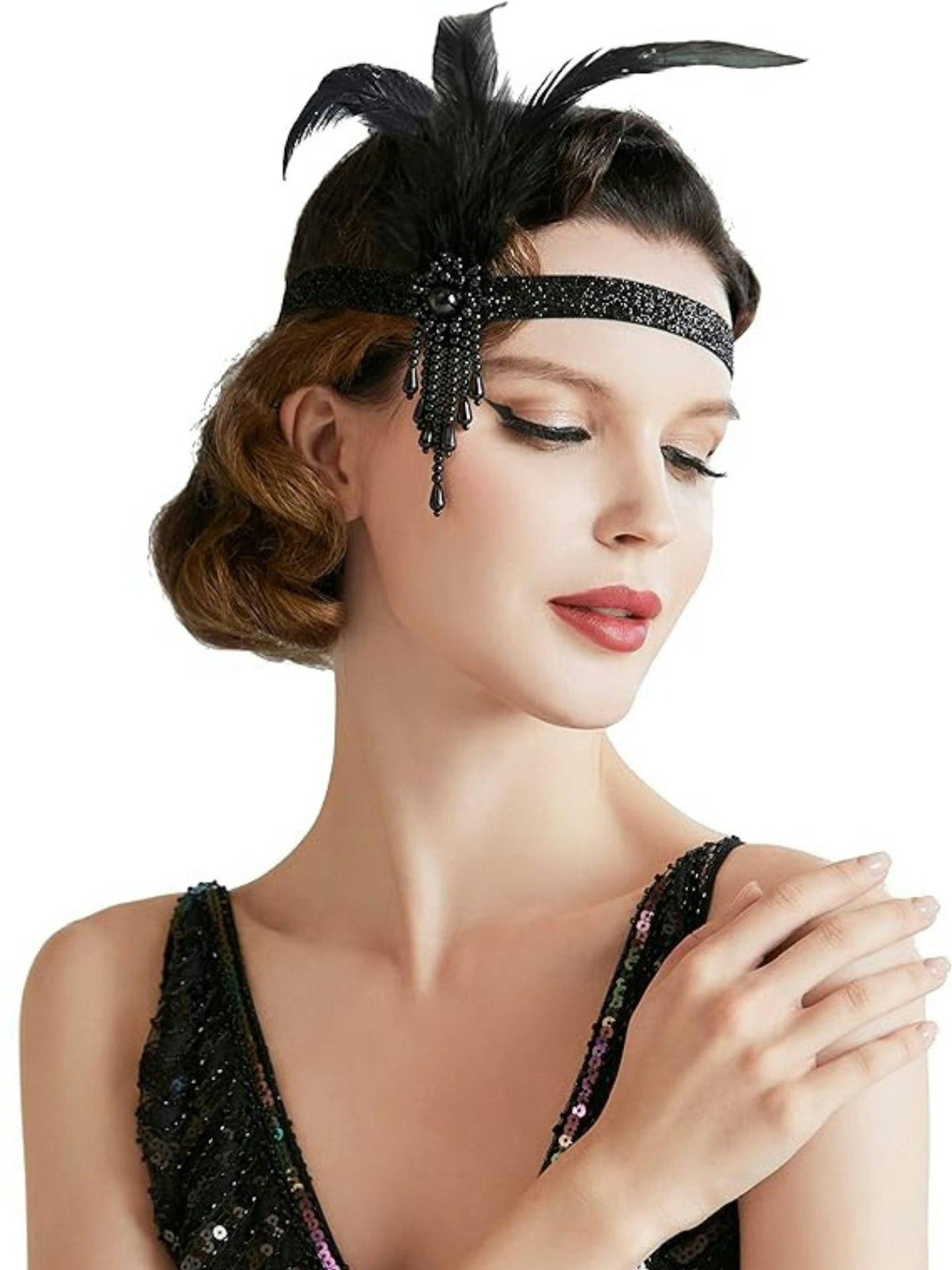 BABEYOND 1920s Flapper Feather Headpiece