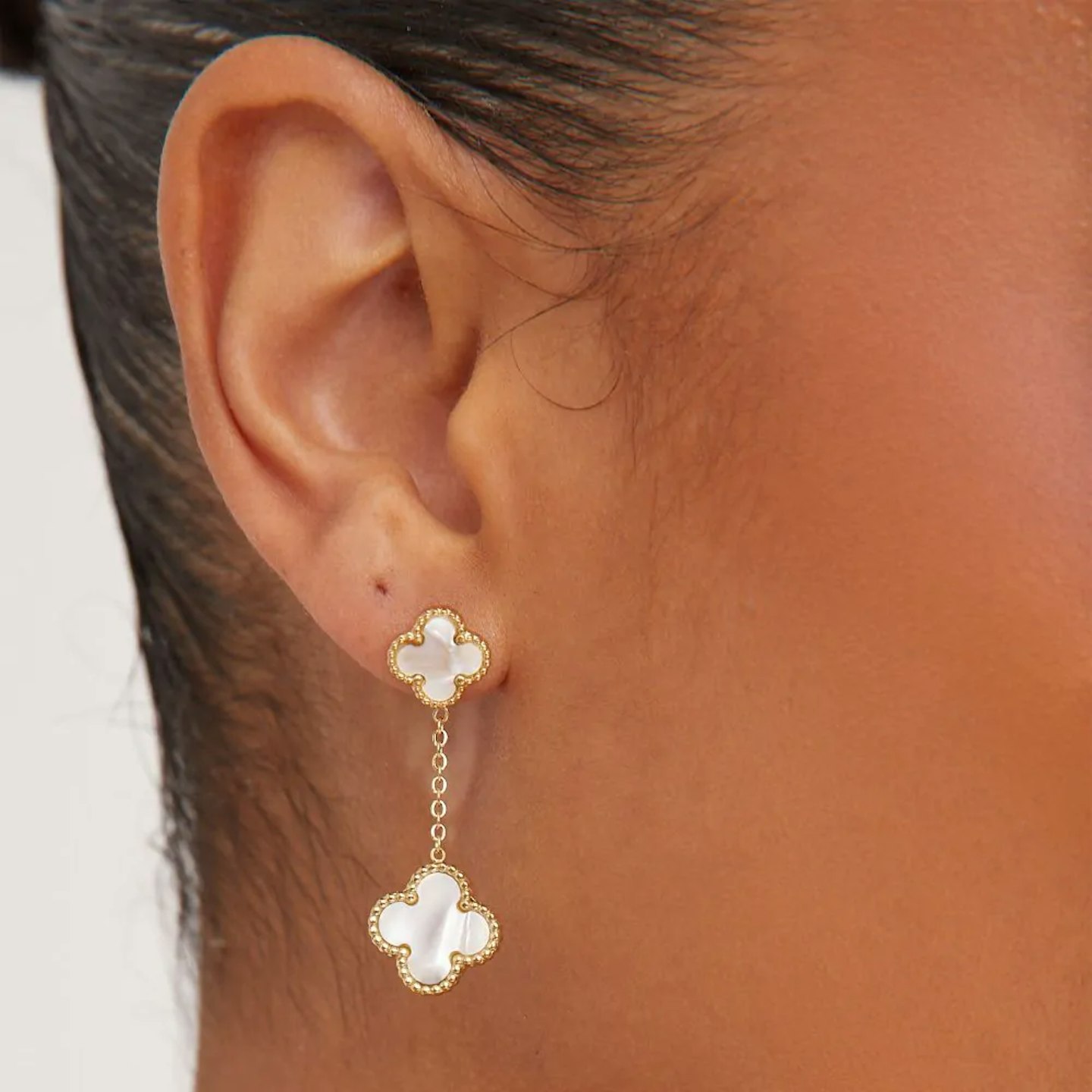 Small Clover Detail Drop Earrings