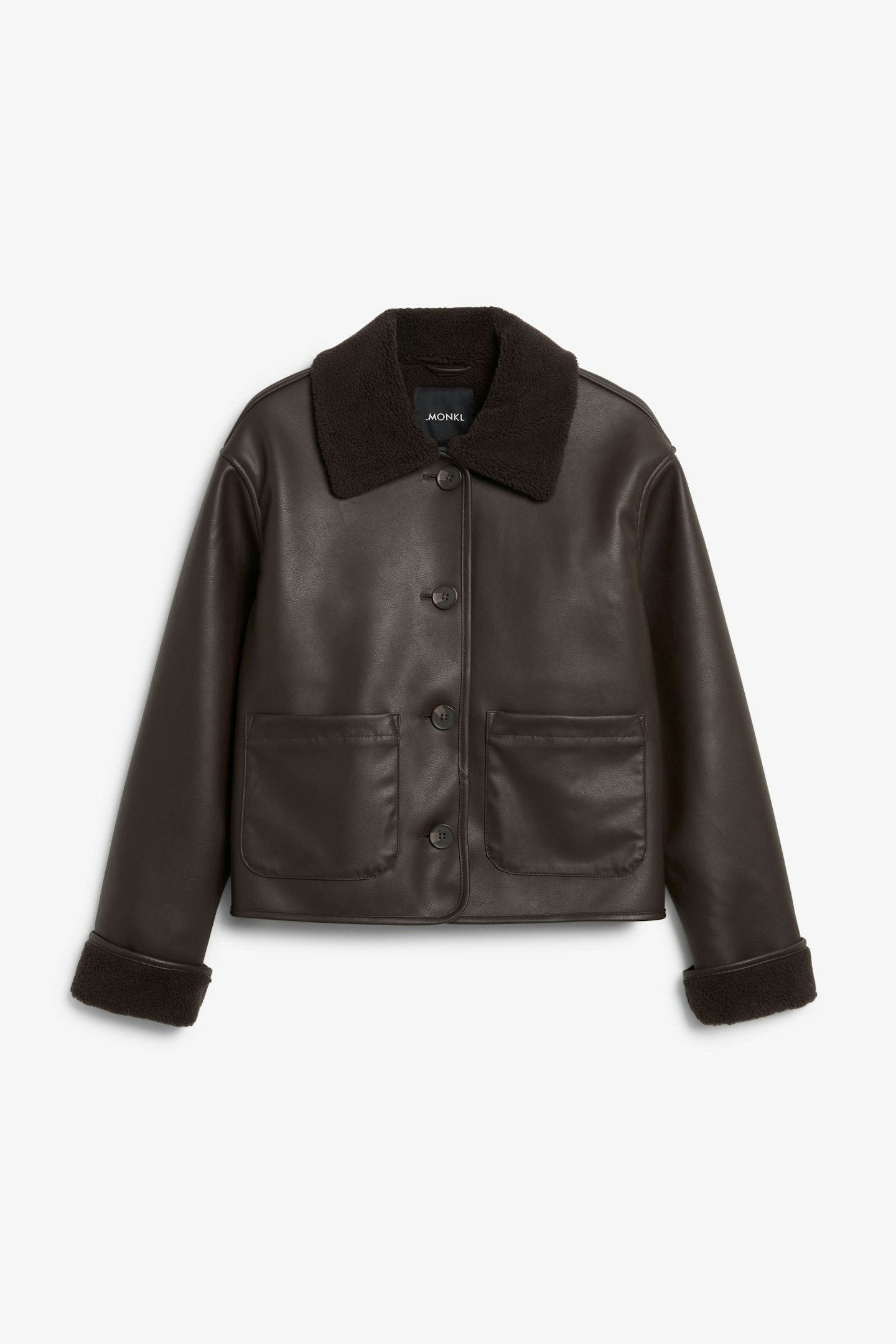 Monki Faux Leather Aviator Jacket