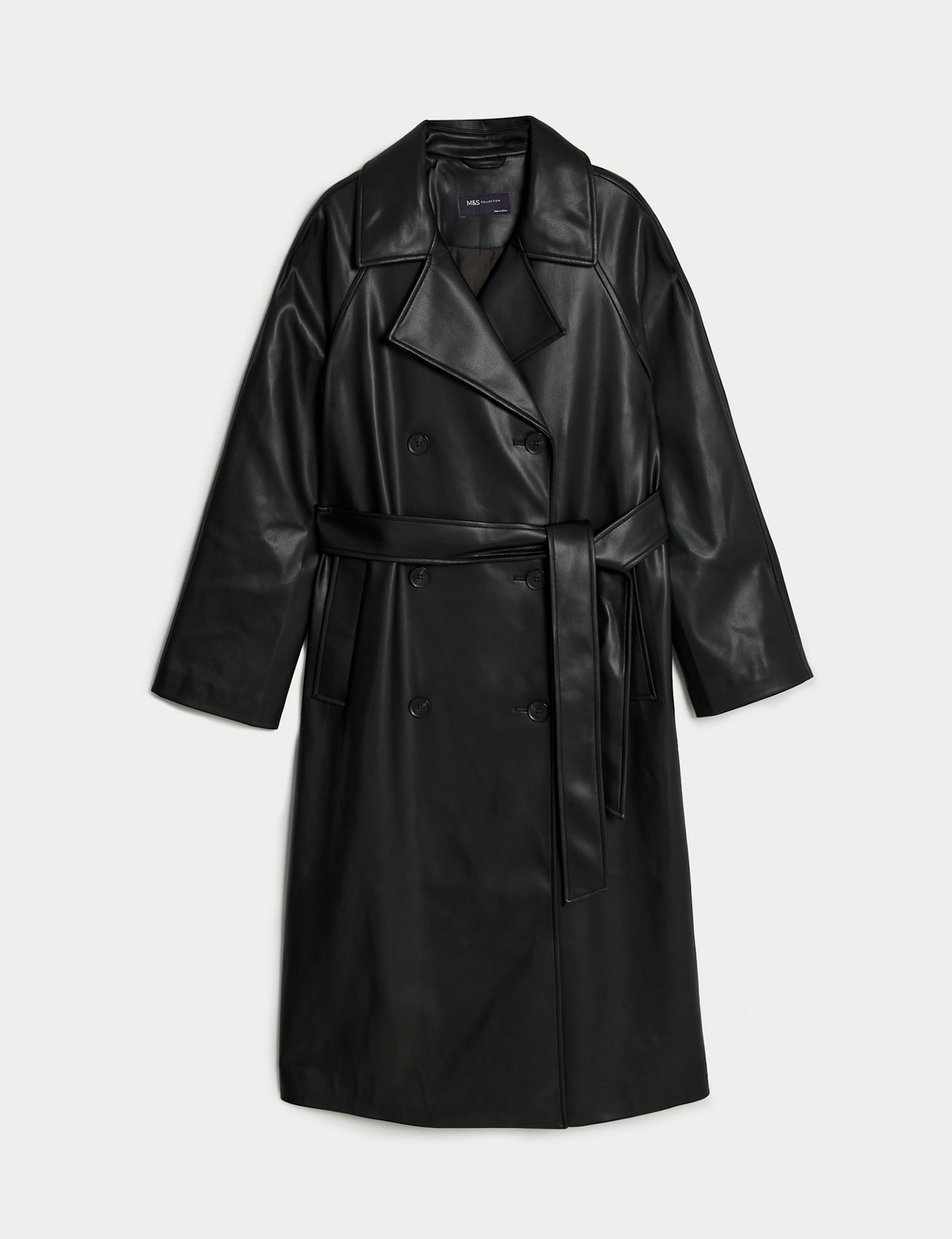 Marks & Spencer, Faux Leather Belted Trench Coat