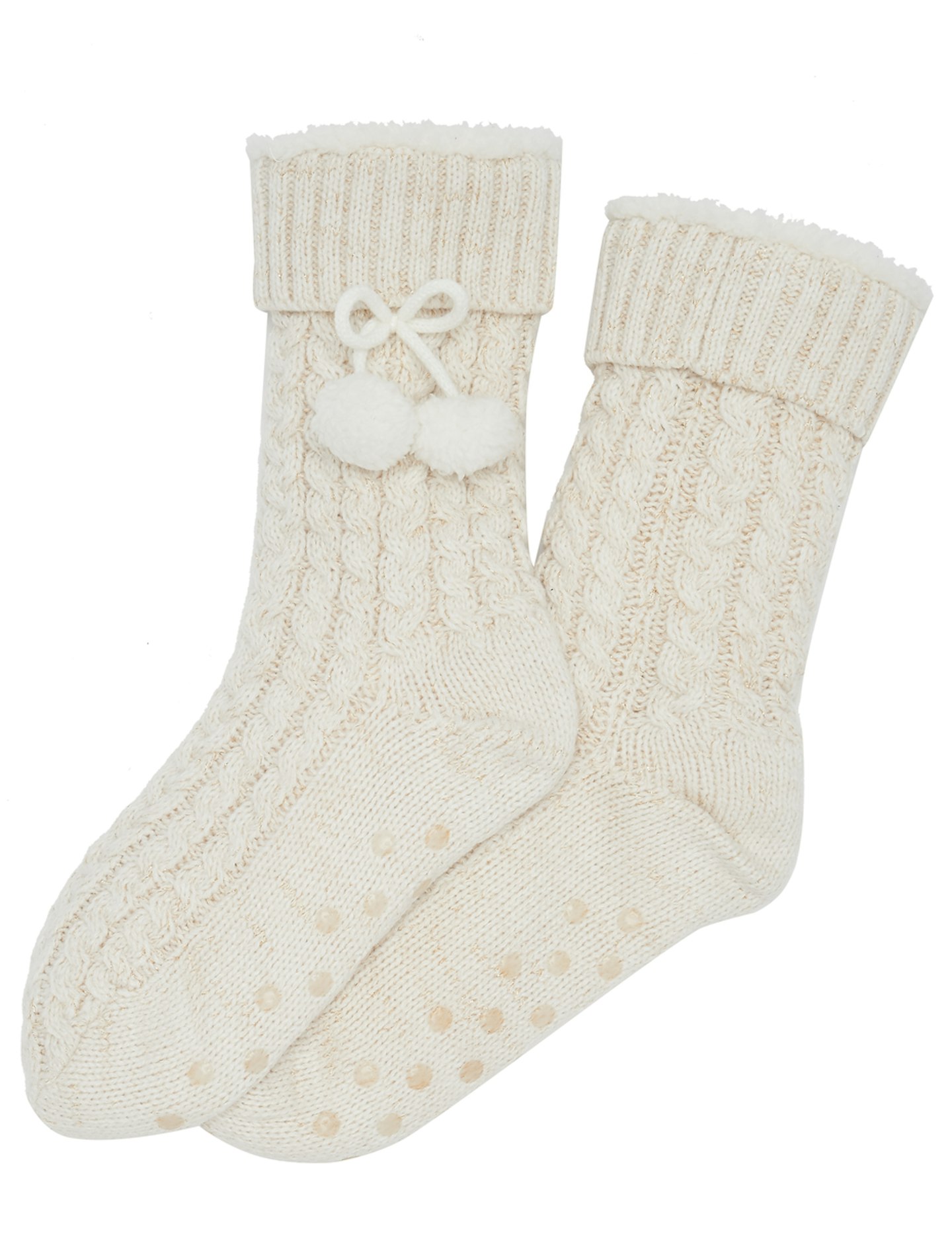 Cosy Cable Lined Knit Slipper Sock