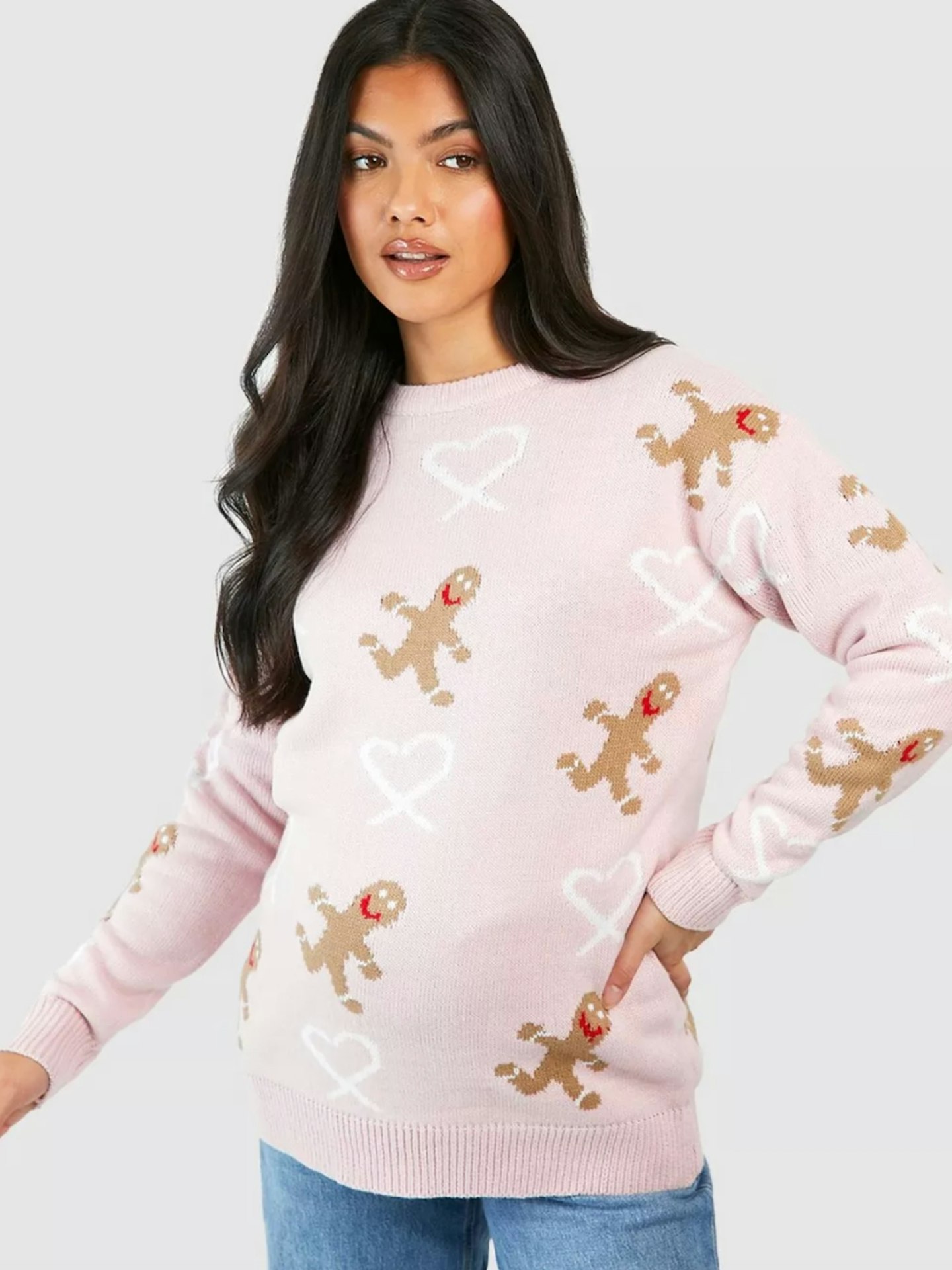 boohoo Maternity Candy Gingerbread Christmas Jumper