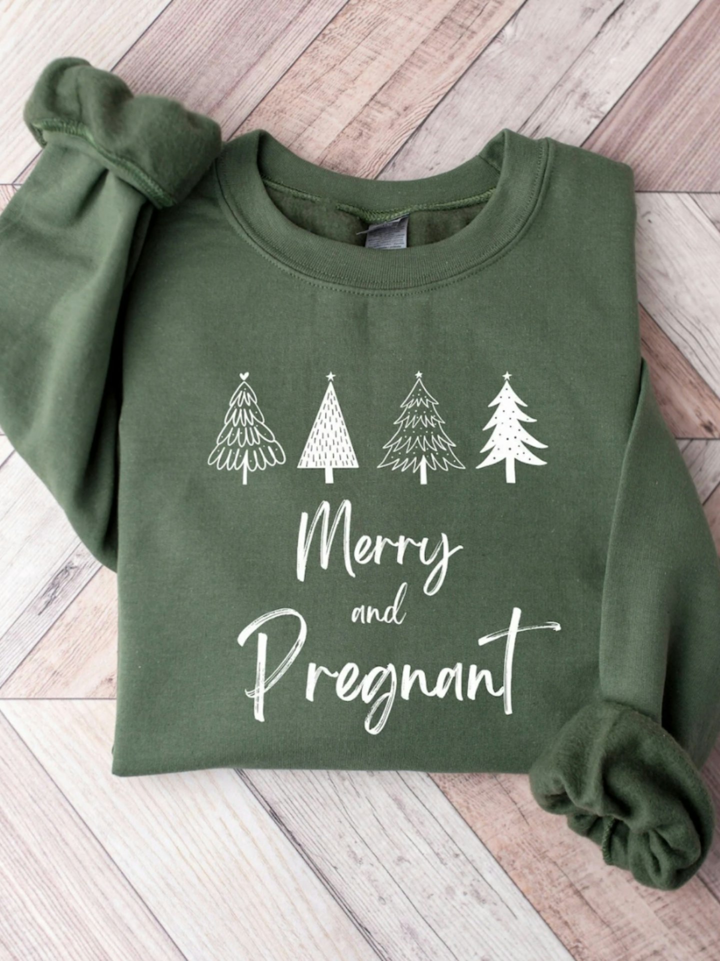 Etsy Christmas Pregnancy Announcement Sweatshirt, Merry and Pregnant