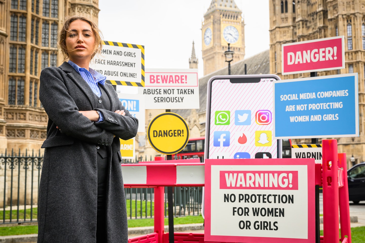 Georgia Harrison outside Parliament