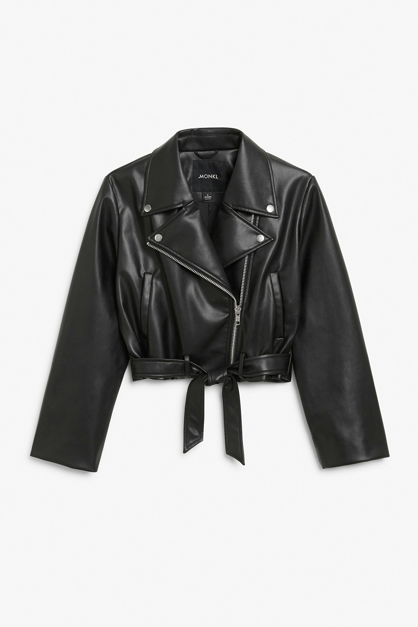 Monki Black Cropped Faux Leather Jacket