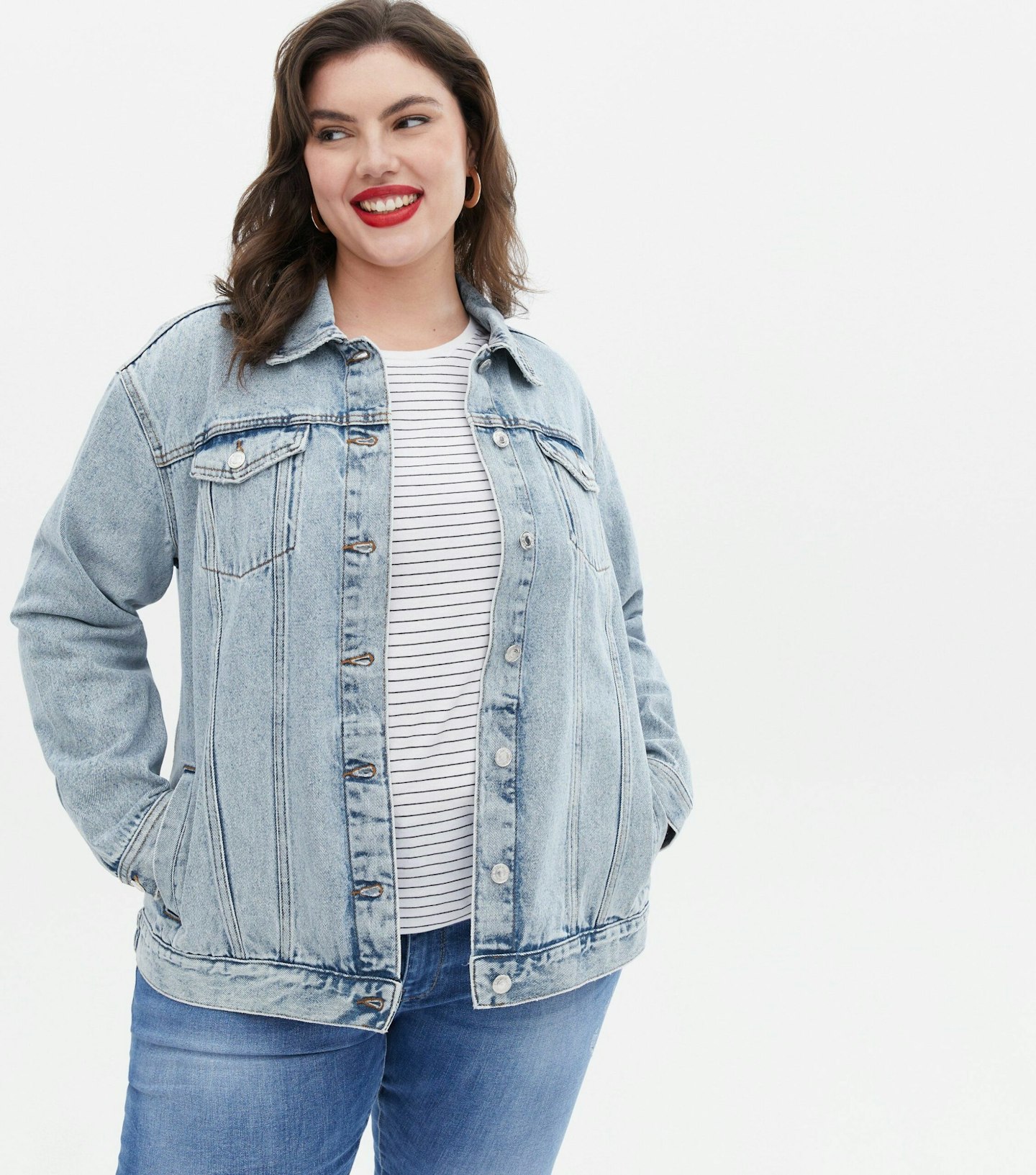 New look Curves Bright Blue Denim Jacket