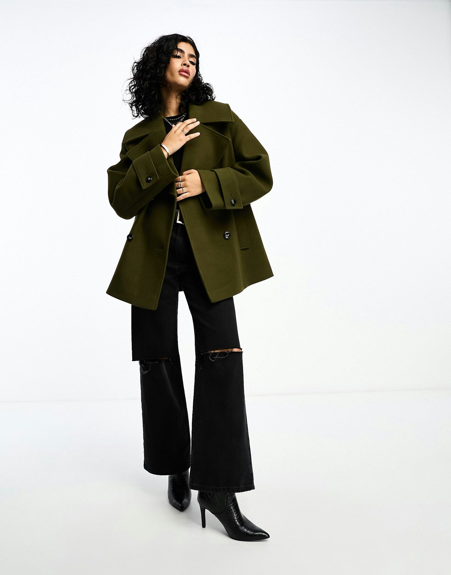 ASOS DESIGN Pea Coat In Khaki