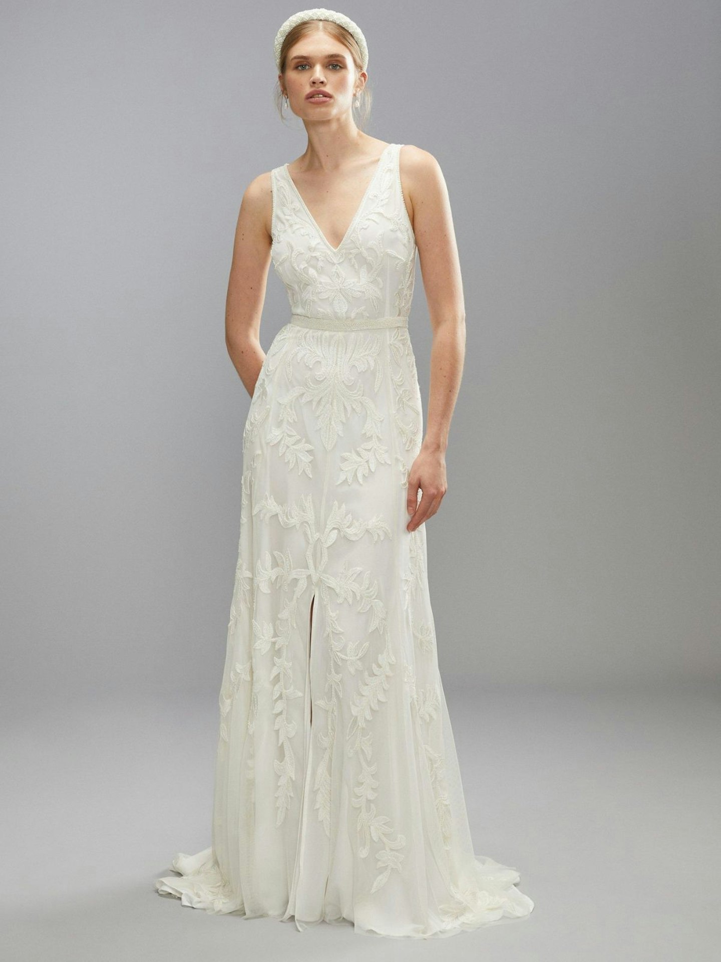 Coast Premium Corded Embroidery Bridal Maxi Dress With Belt