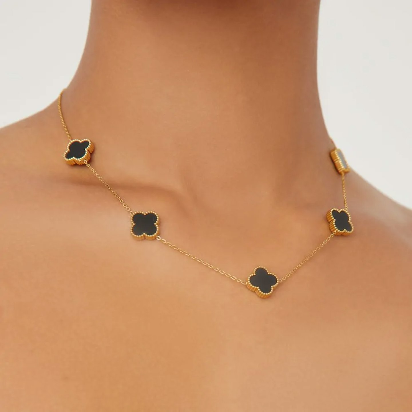 Ego Multi Flower Detail Necklace In Black And Gold