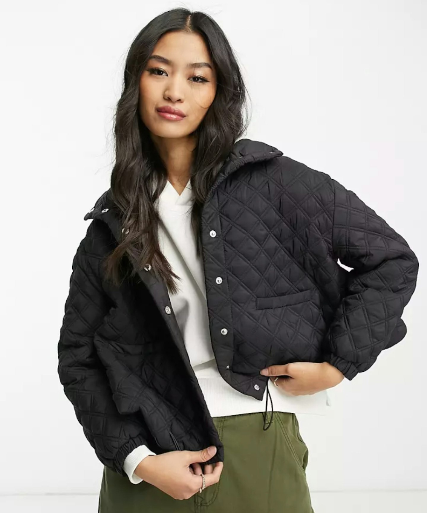 ASOS Urban Revivo Padded Quilted Jacket in Black