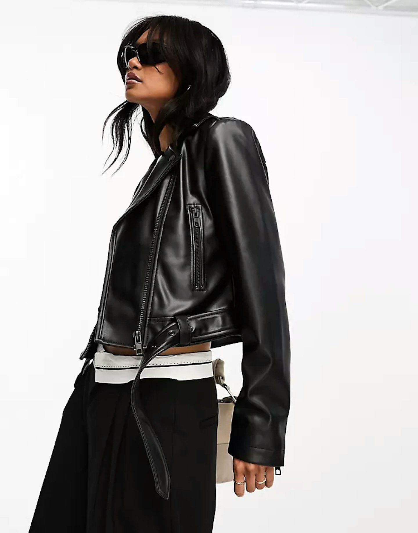 ASOS Design Leather Jacket With Belt