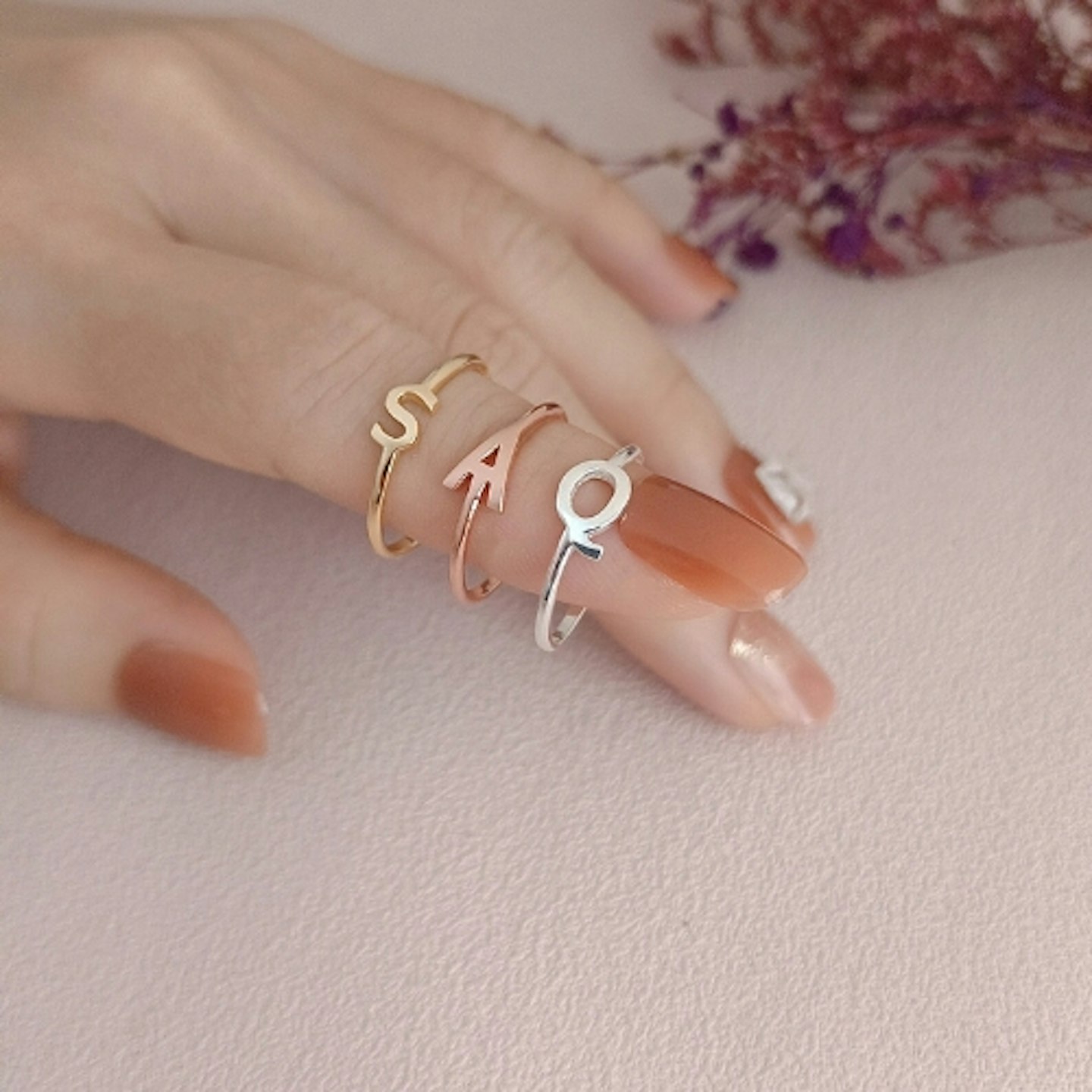 Dainty Initial Ring