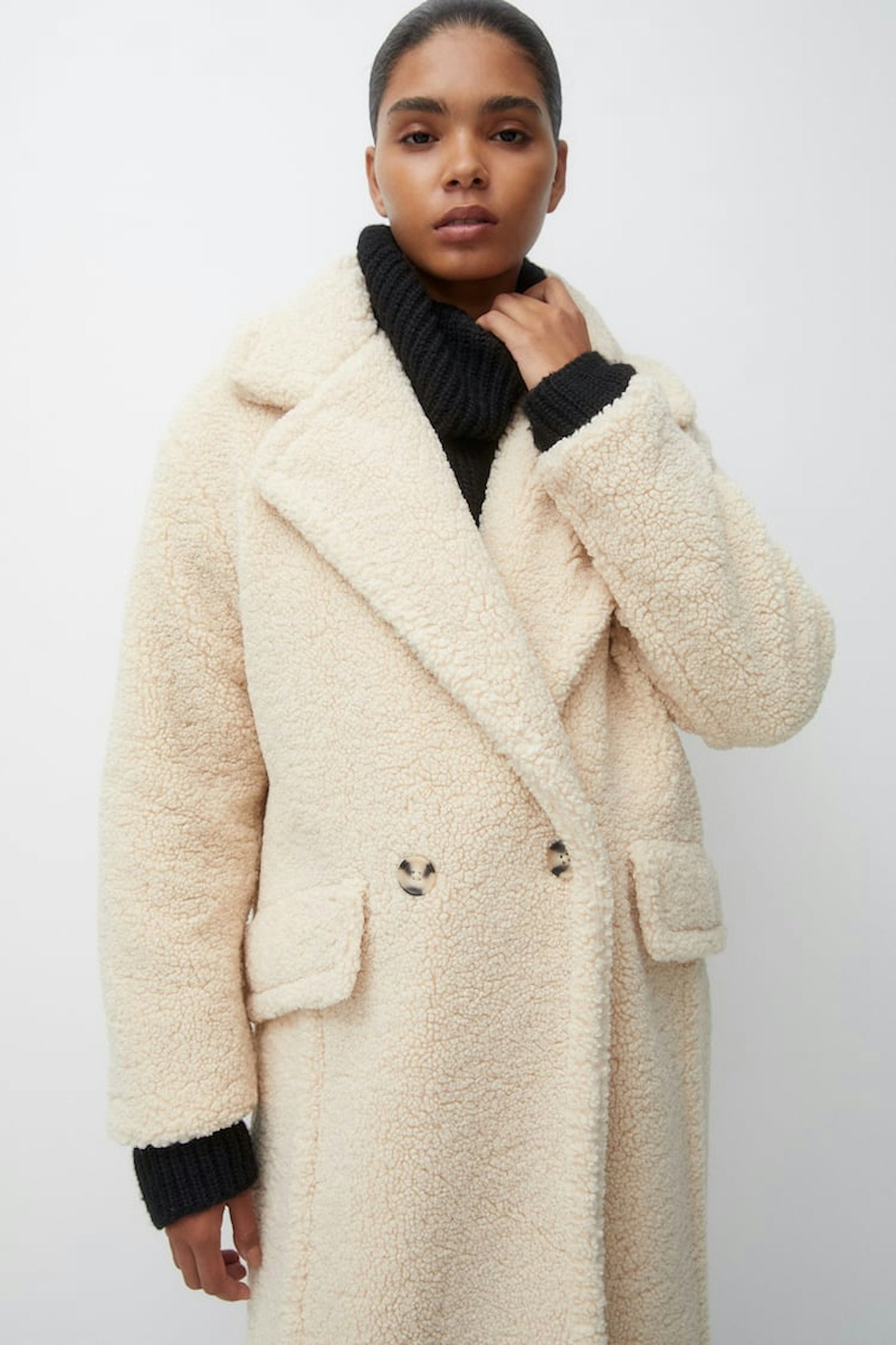 Pull And Bear Faux Shearling Coat