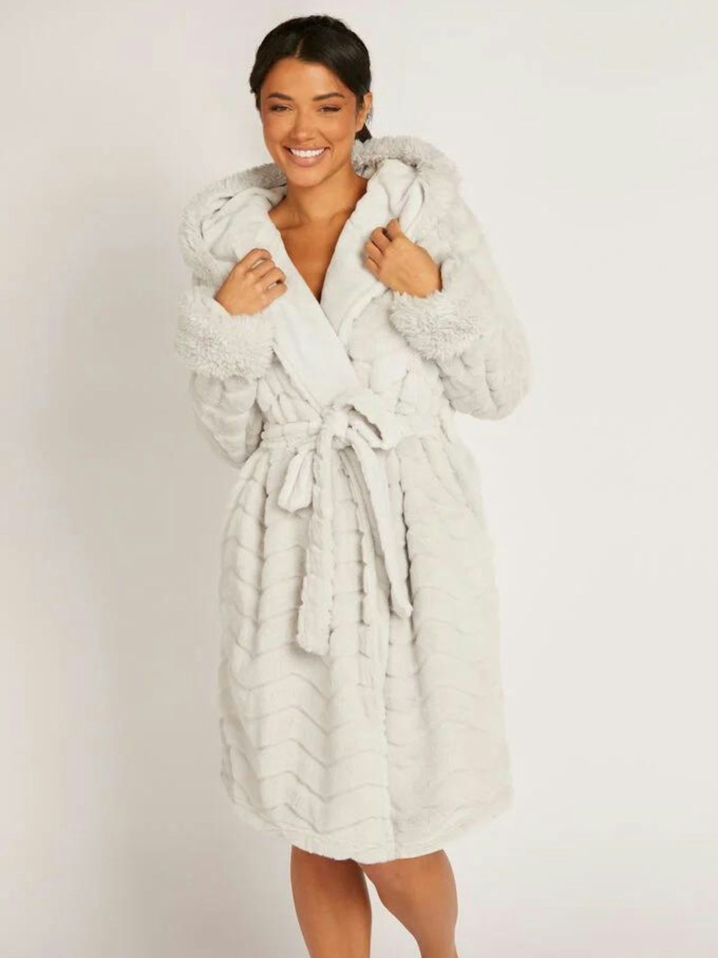 Boux Avenue Fluffy Chevron Dressing Gown