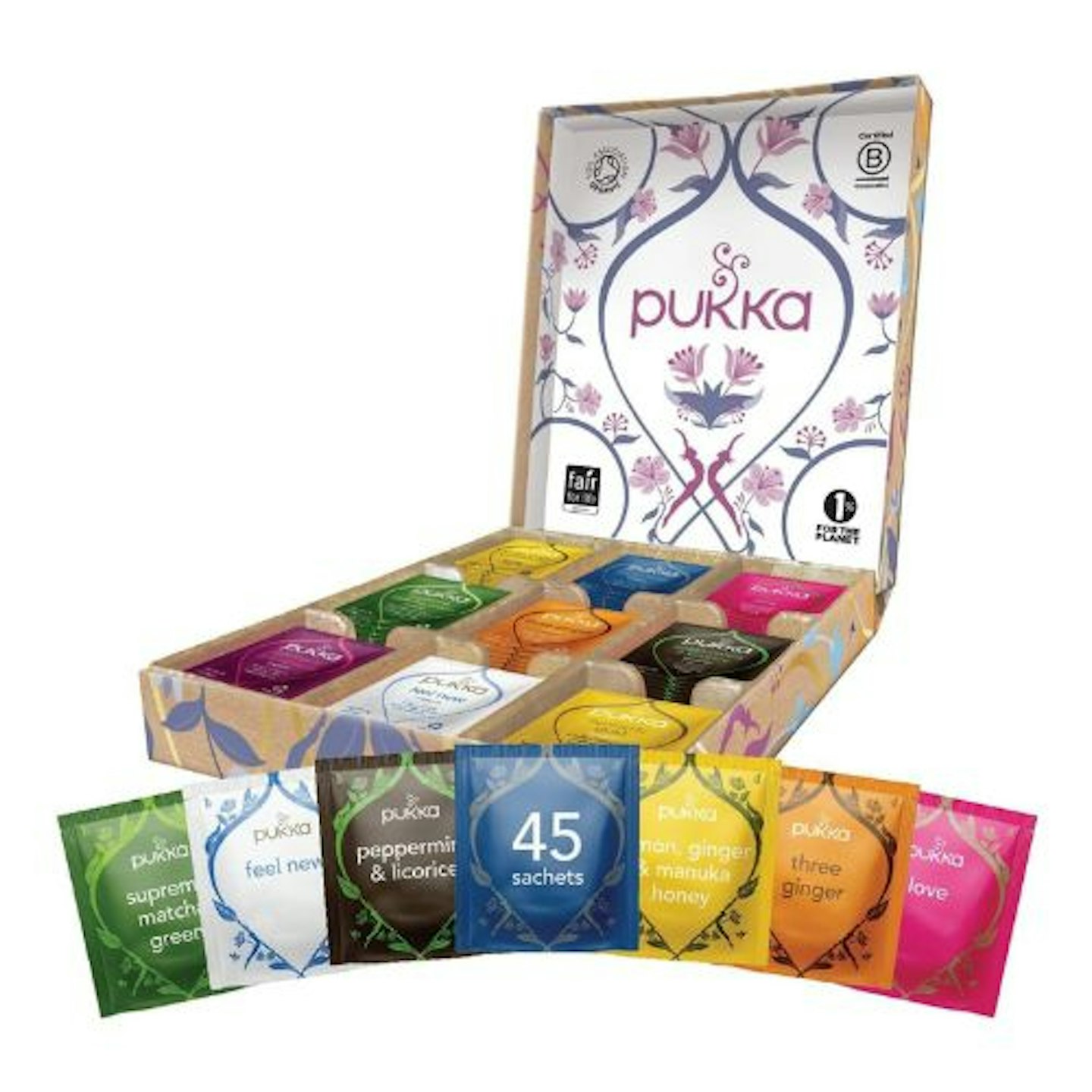 Pukka Herbs Tea Selection Gift Box, Organic Herbal Teas (45 sachets)