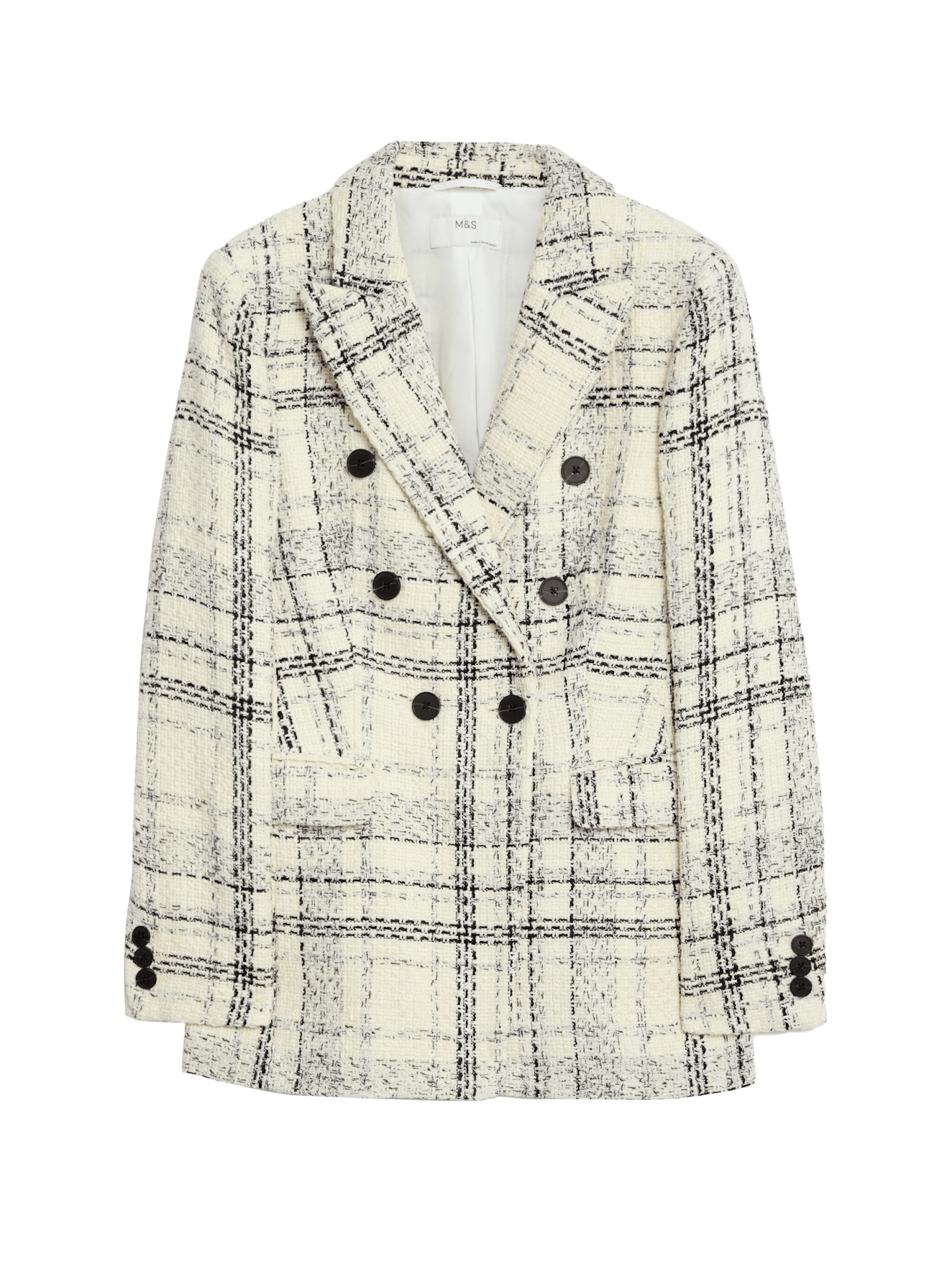 M&S Tweed Tailored Double Breasted Blazer