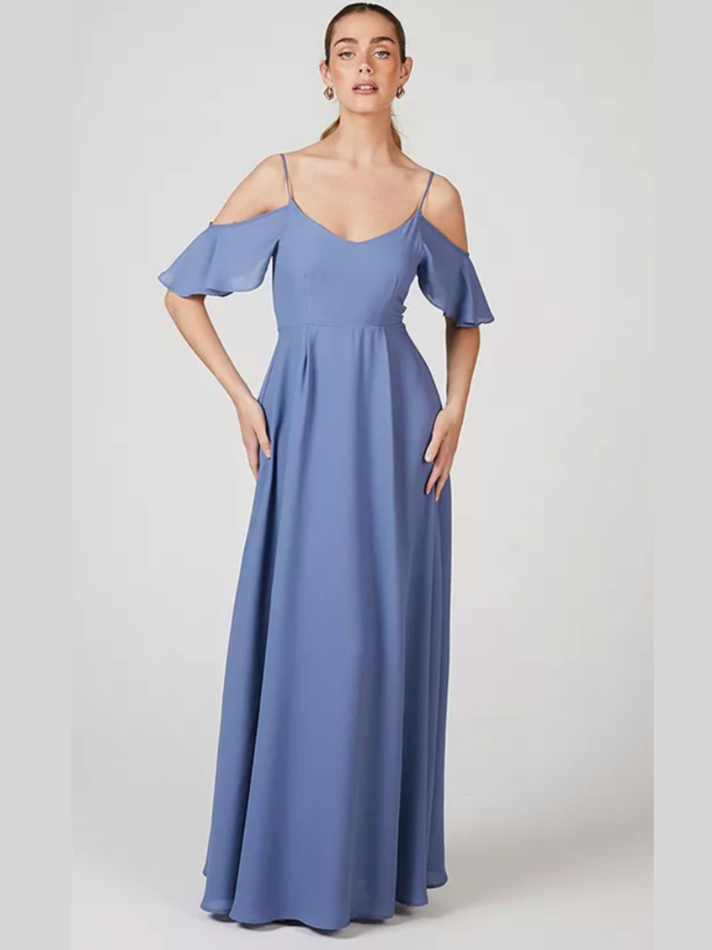 John Lewis Rewritten Mykonos Cold Shoulder Bridesmaid Dress, Bluebell