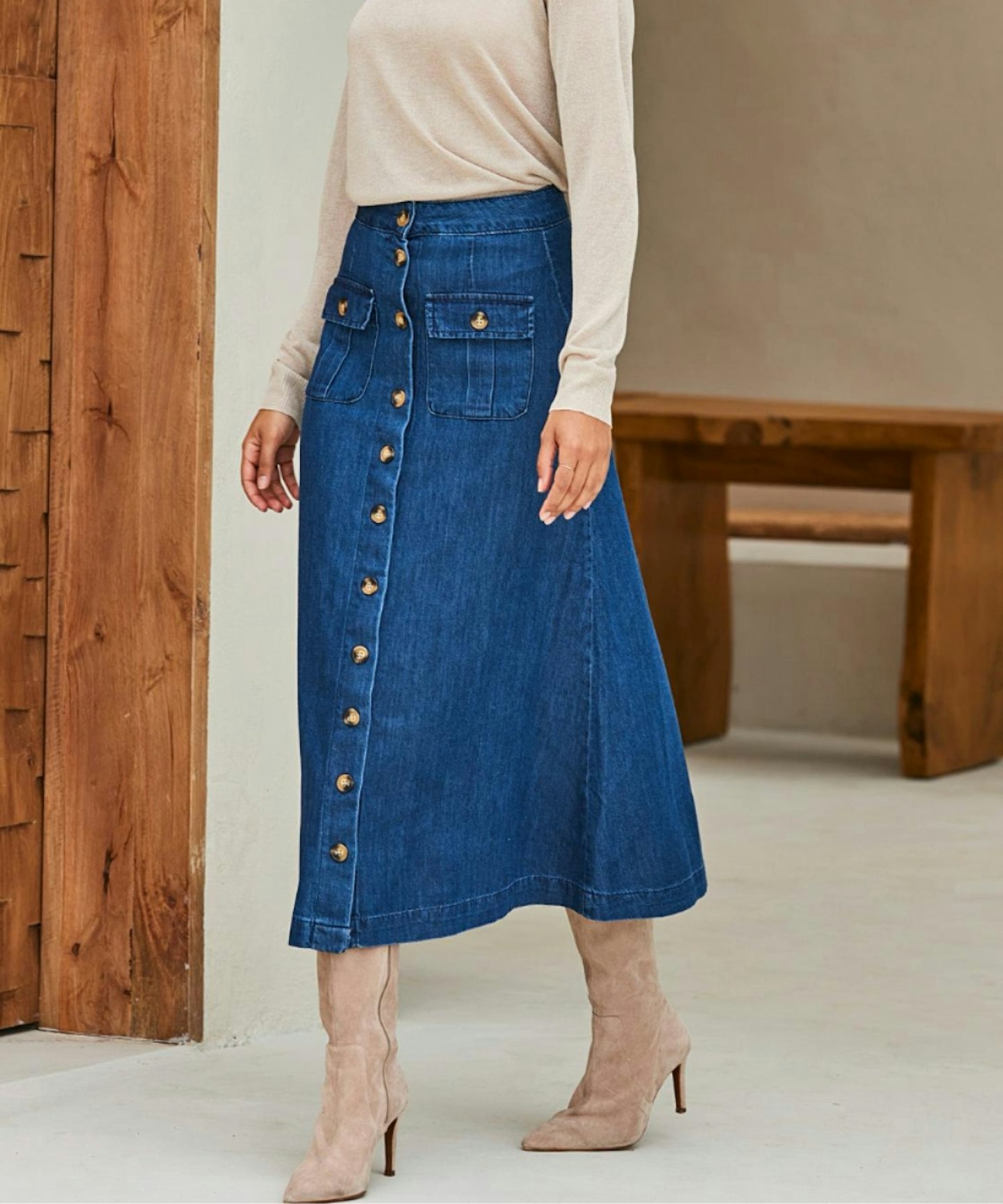 Sosandar Patch Pocket Button Trouser Skirt