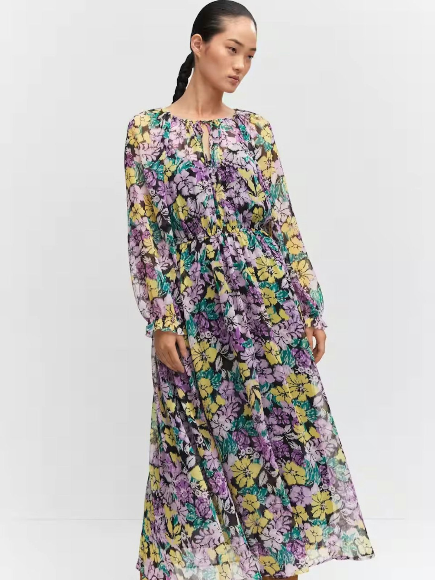 Mango Textured floral-pattern dress