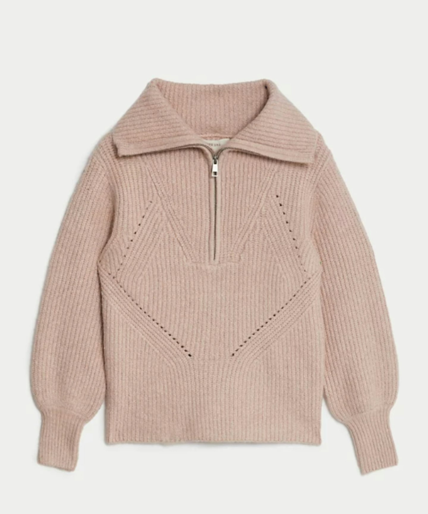 M&S Per Una Cotton Rich Ribbed Jumper with Wool