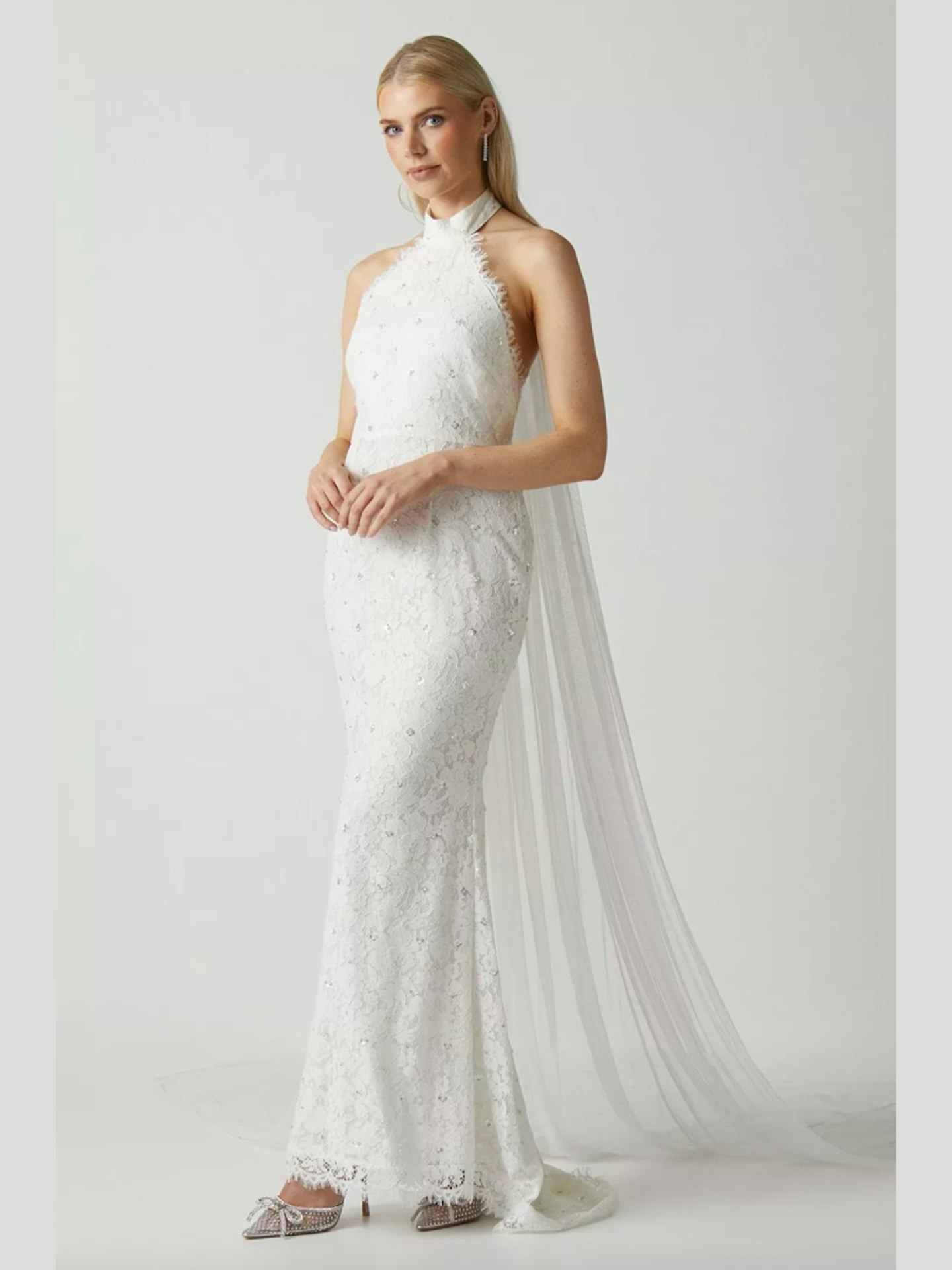 Coast High Neck Embellished Lace Wedding Dress