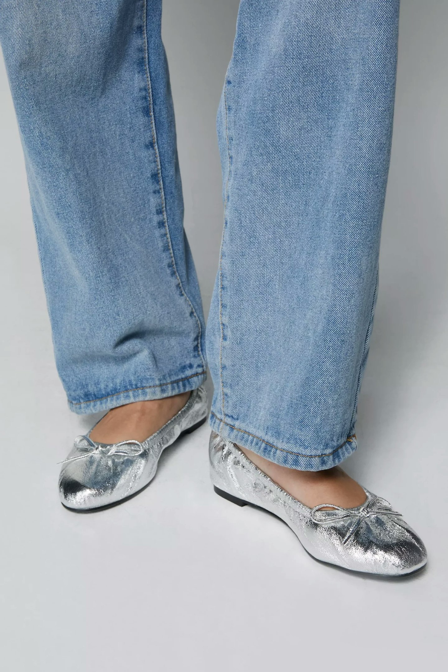 Nasty Gal Crinkle Metallic Ballet Flats