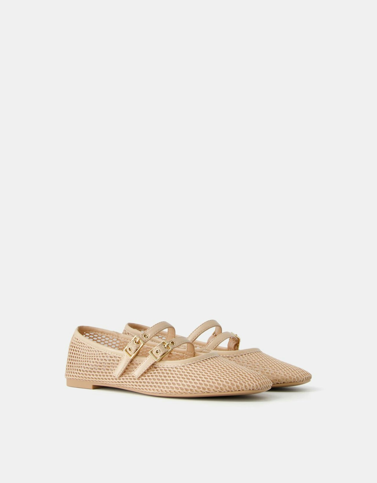 Bershka Mesh Ballet Flats With Buckles