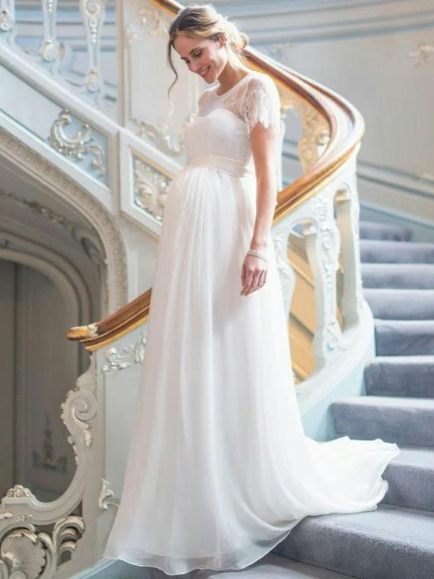 Ivory Lace & Silk Maternity Gown