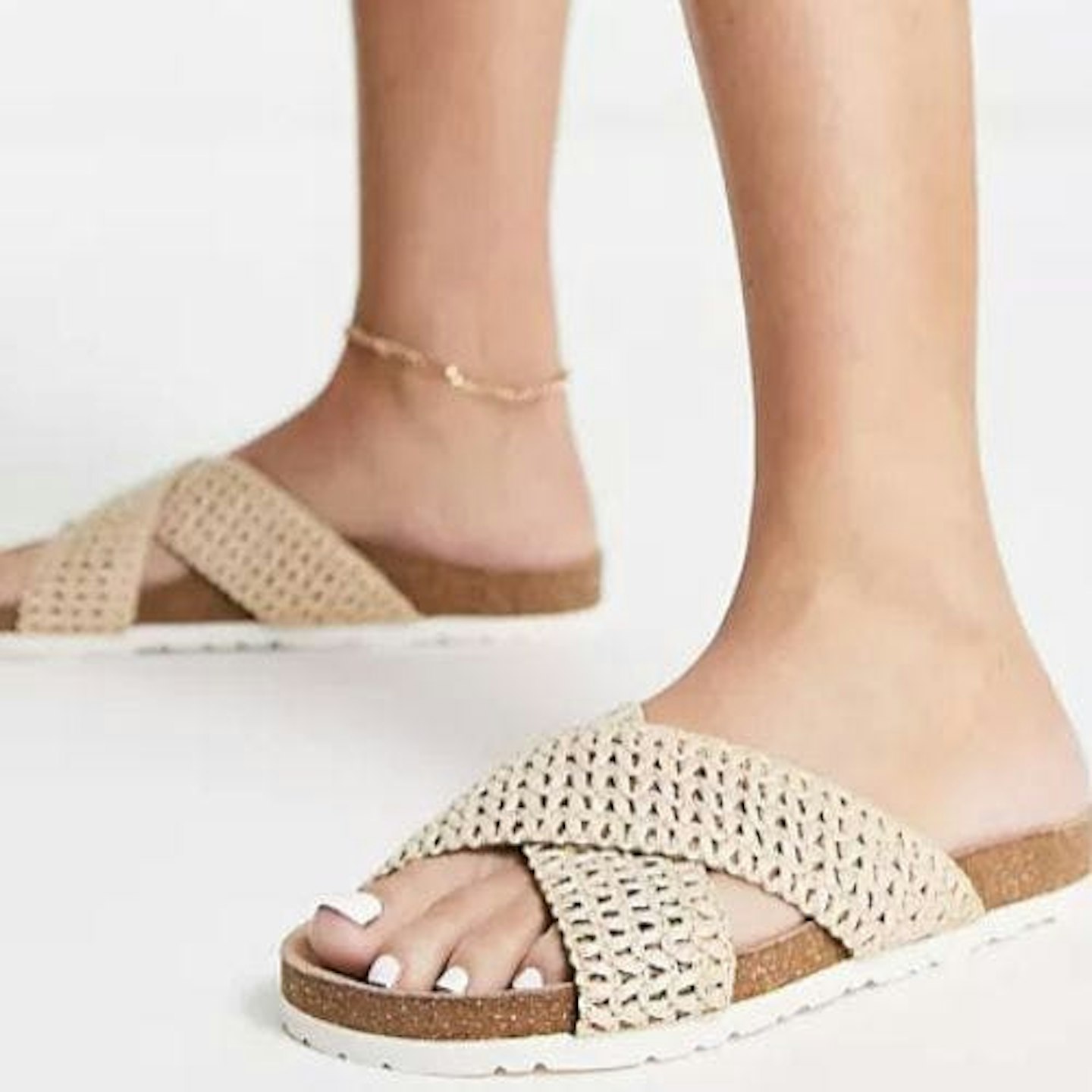 ASOS Accessorize Raffia Cross Strap Sandal - Natural