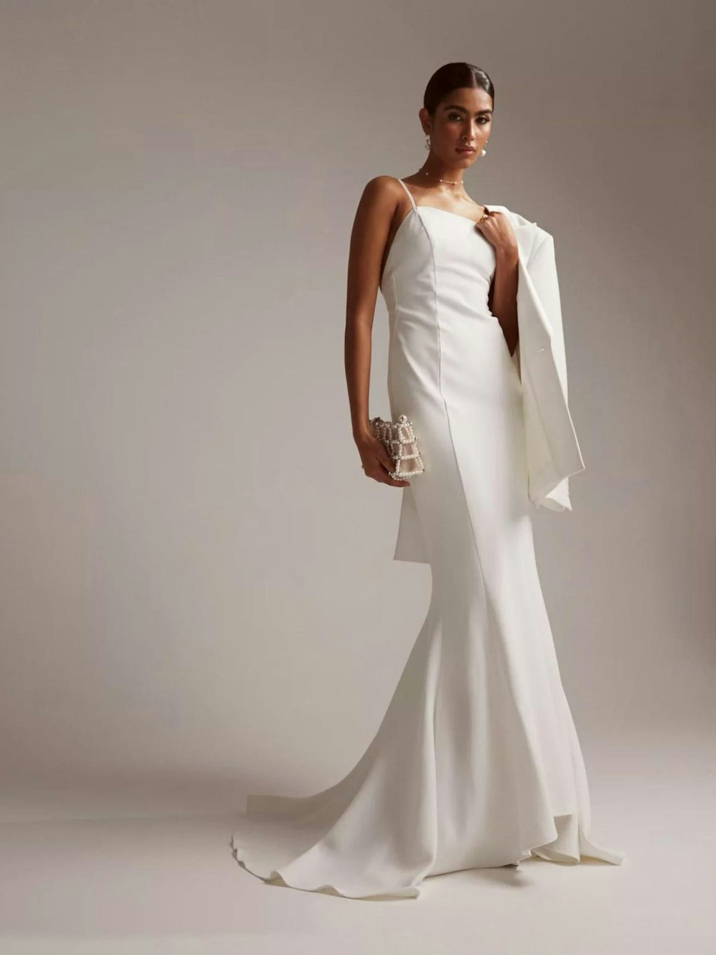 ASOS Design Eden Crepe Square Neck Cami Wedding Dress