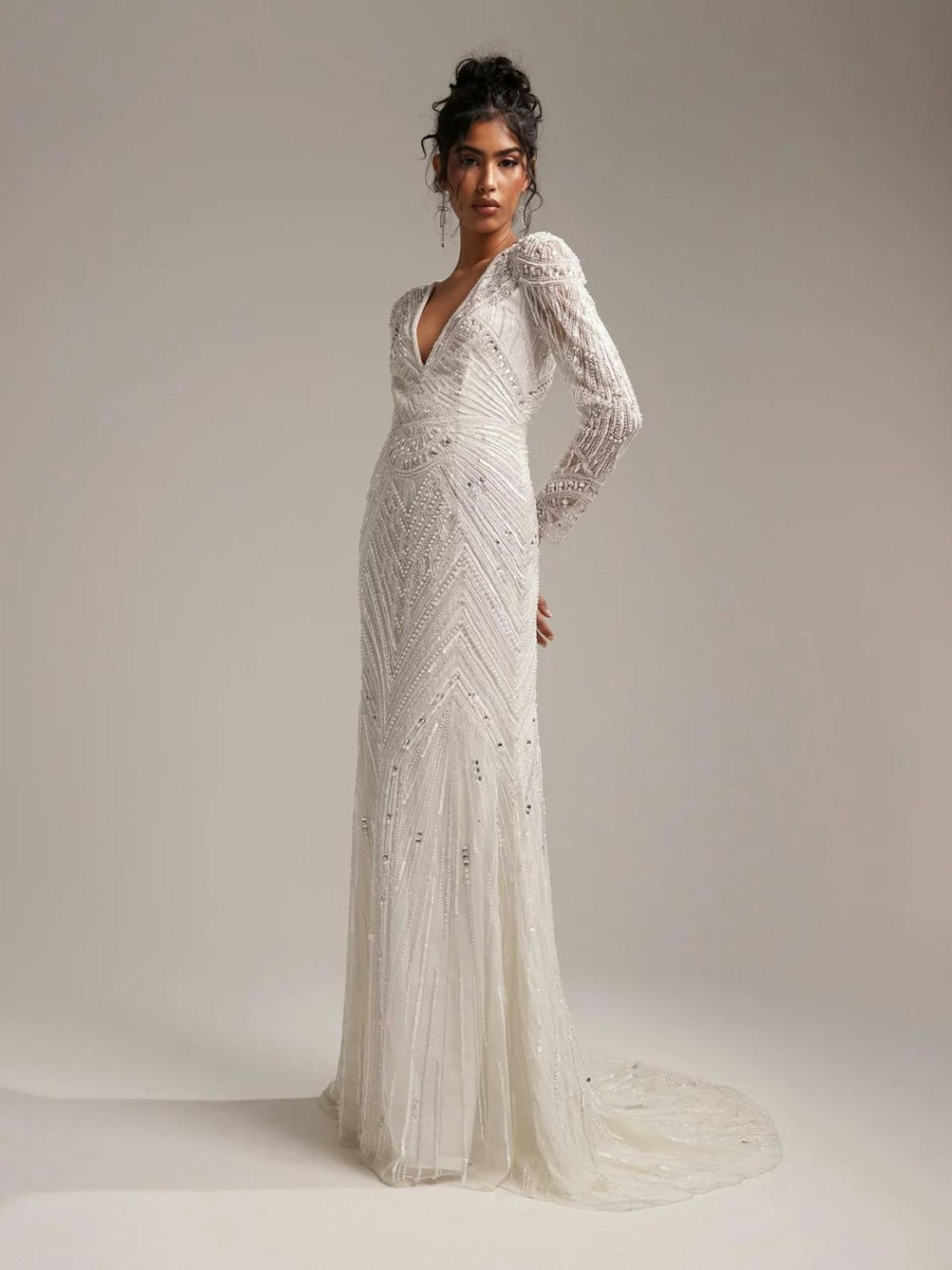 ASOS Design Millie Vintage Artwork Wedding Dress