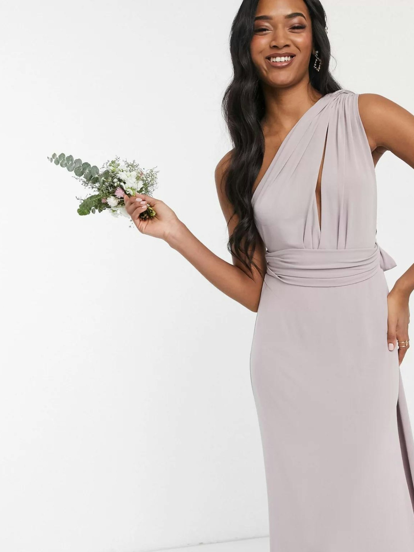 ASOS TFNC Bridesmaid Multiway Grey Maxi Dress
