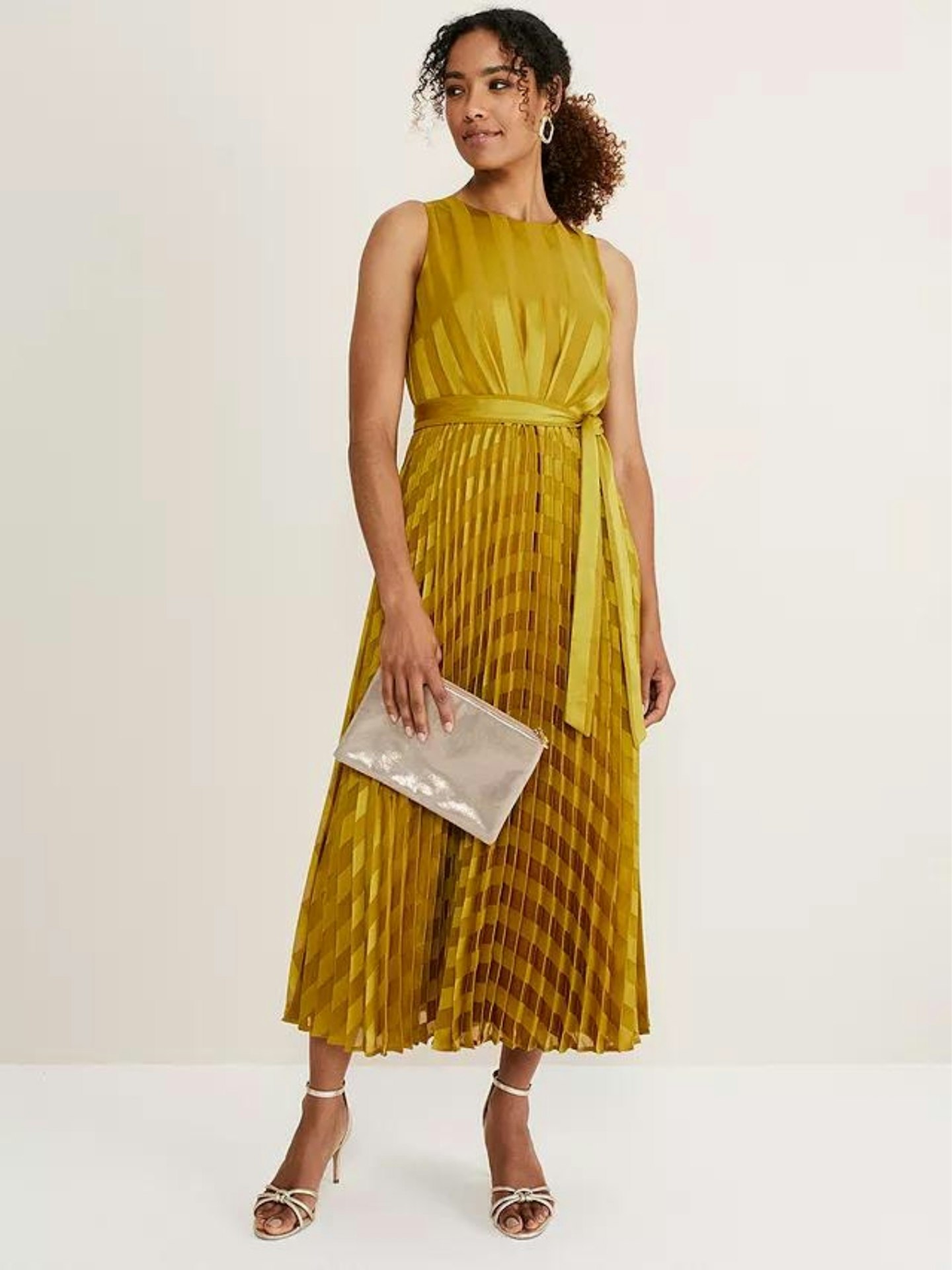 Phase Eight Beverley Striped Pleated Midi Dress