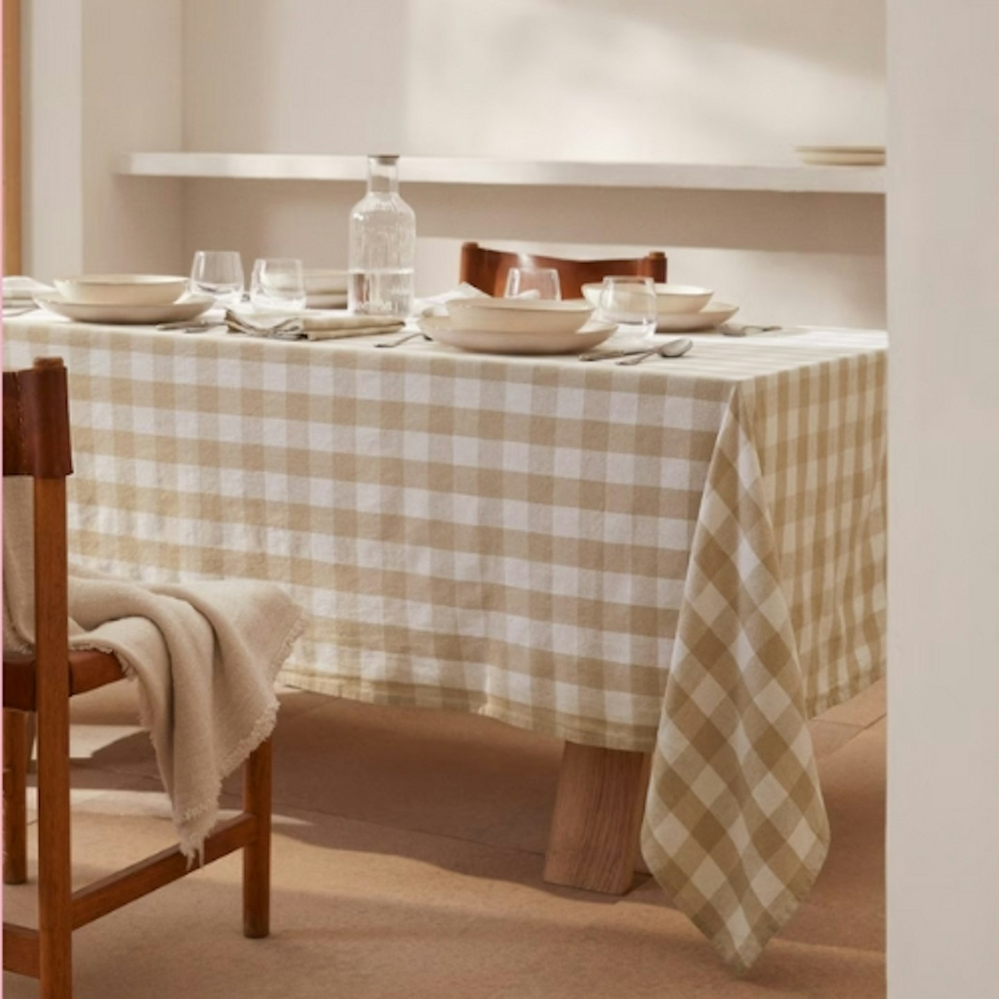 Mango Home Cotton Linen Gingham Tablecloth