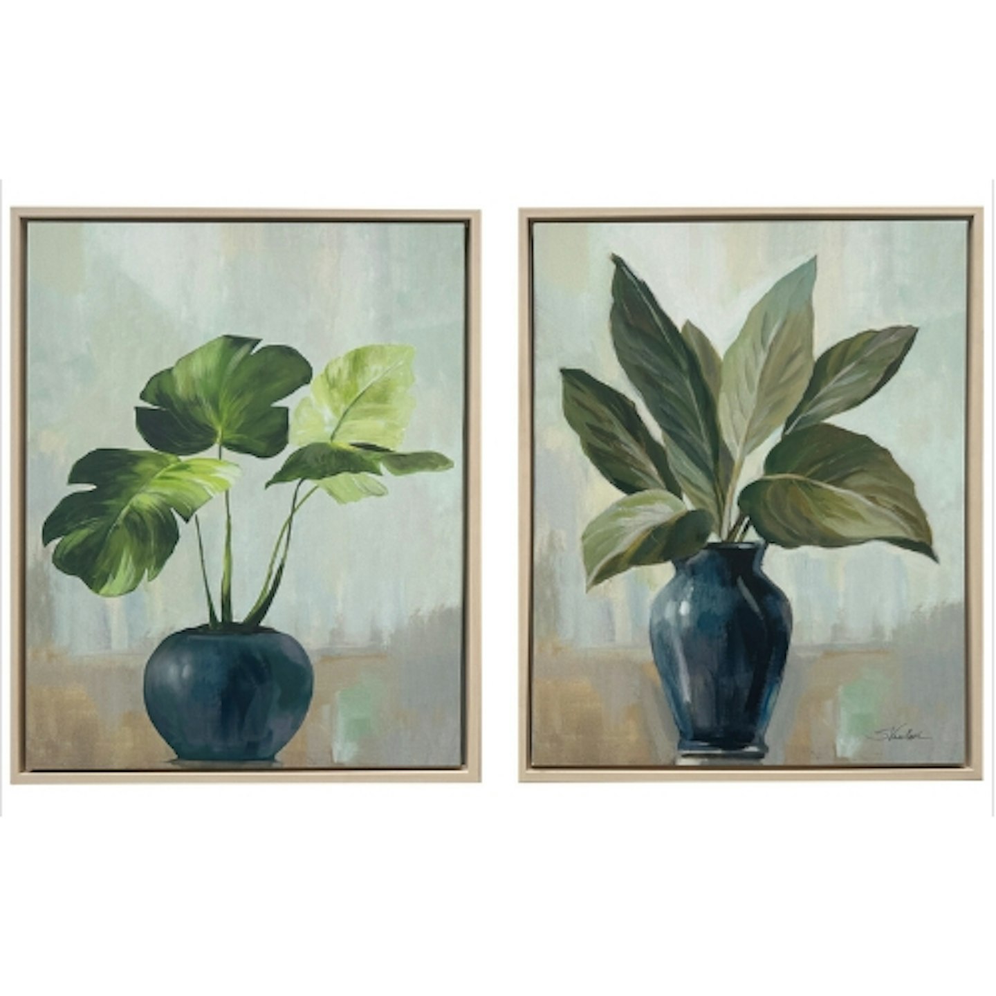 Wilko Still Life Plants Framed Canvas - Green