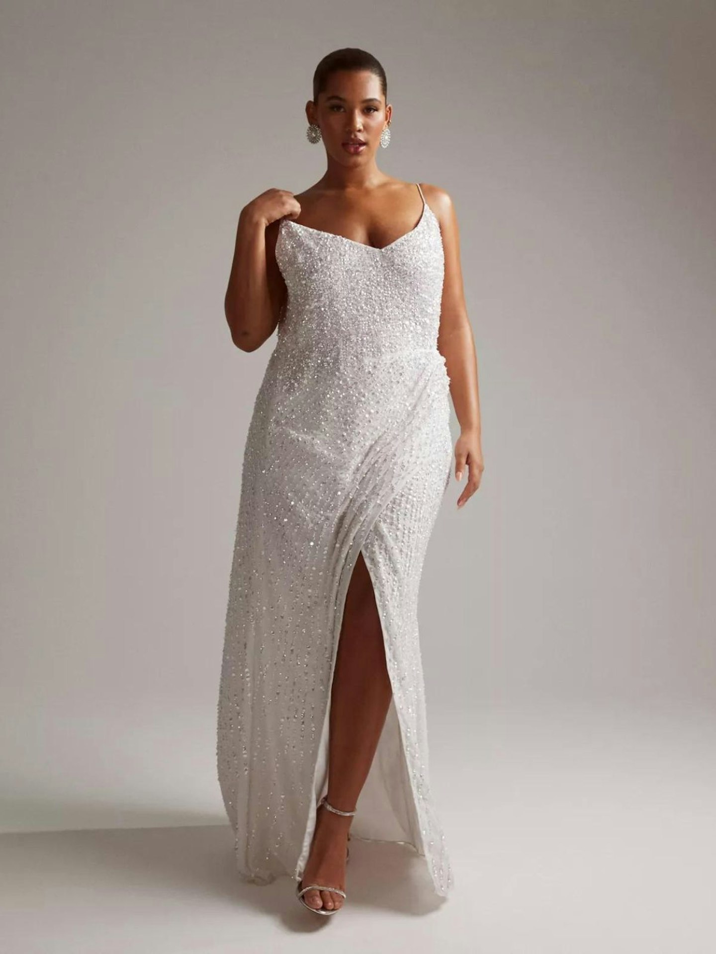 ASOS Curve Nia Embellished Drape Side Cami Maxi Wedding Dress