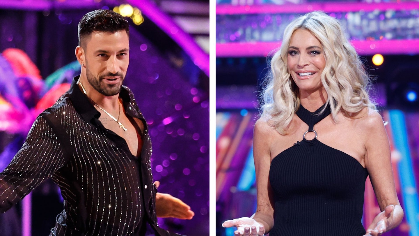 Giovanni Pernice and Tess Daly look at each other in a comped image