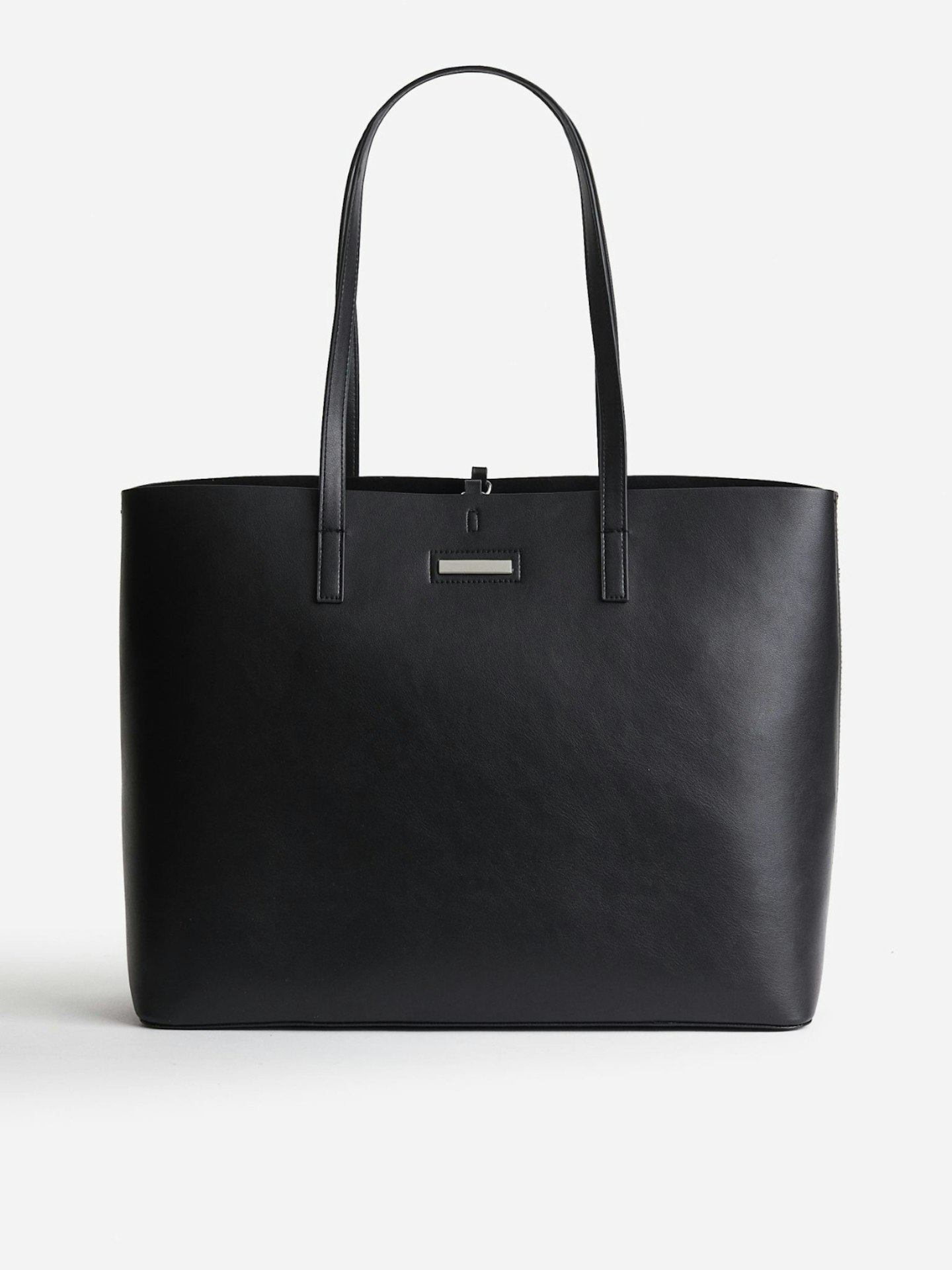 H&M Black Faux-Leather Shopper